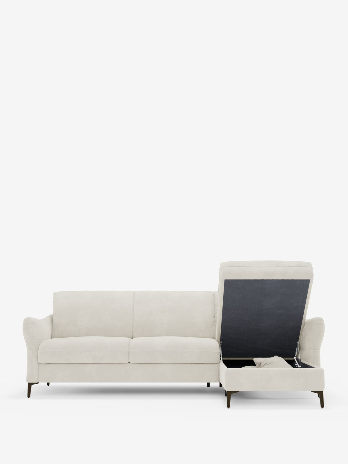 Dalia schlafsofa mit Chaiselongue mit Stauraum und Matratze 18 cm hoch – hohe Füße und fleckenabweisender Stoff T30