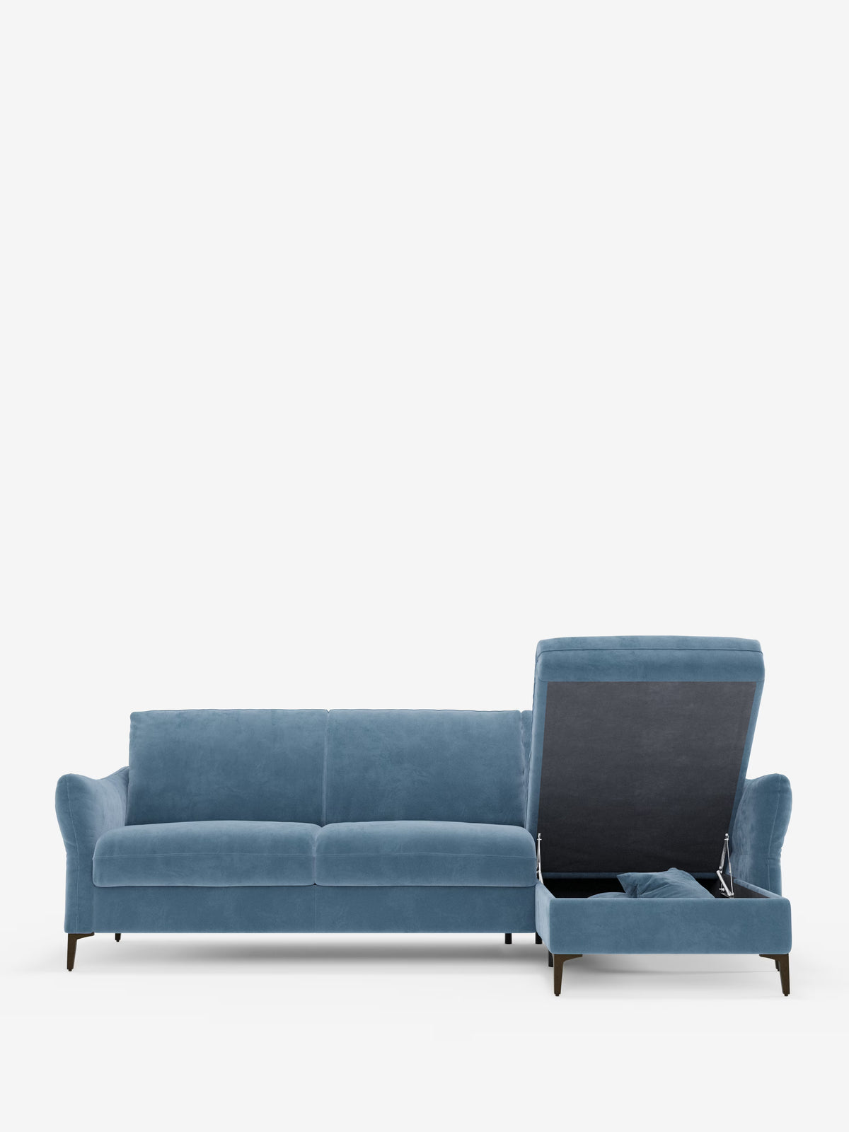 Dalia schlafsofa mit Chaiselongue mit Stauraum und Matratze 18 cm hoch – hohe Füße und fleckenabweisender Stoff T30