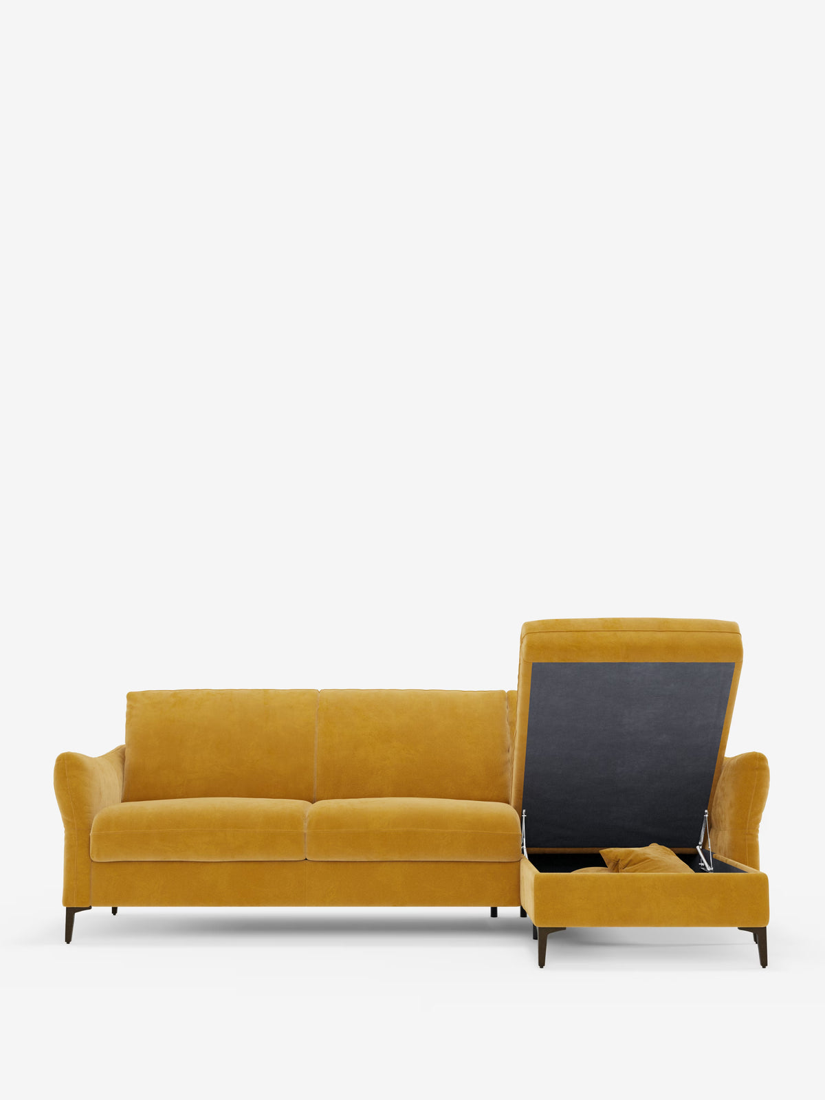 Dalia schlafsofa mit Chaiselongue mit Stauraum und Matratze 18 cm hoch – hohe Füße und fleckenabweisender Stoff T30