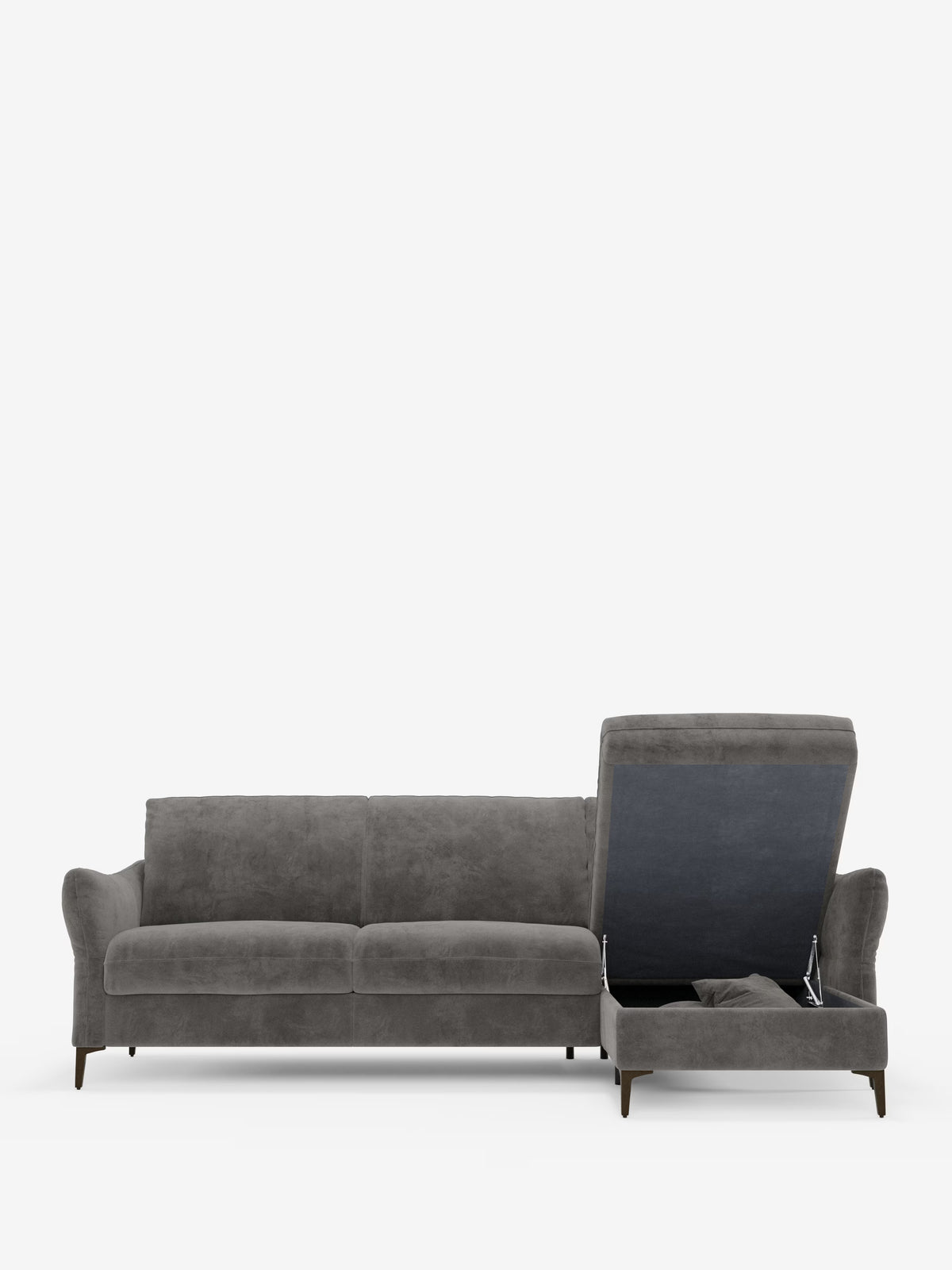 Dalia schlafsofa mit Chaiselongue mit Stauraum und Matratze 18 cm hoch – hohe Füße und fleckenabweisender Stoff T30