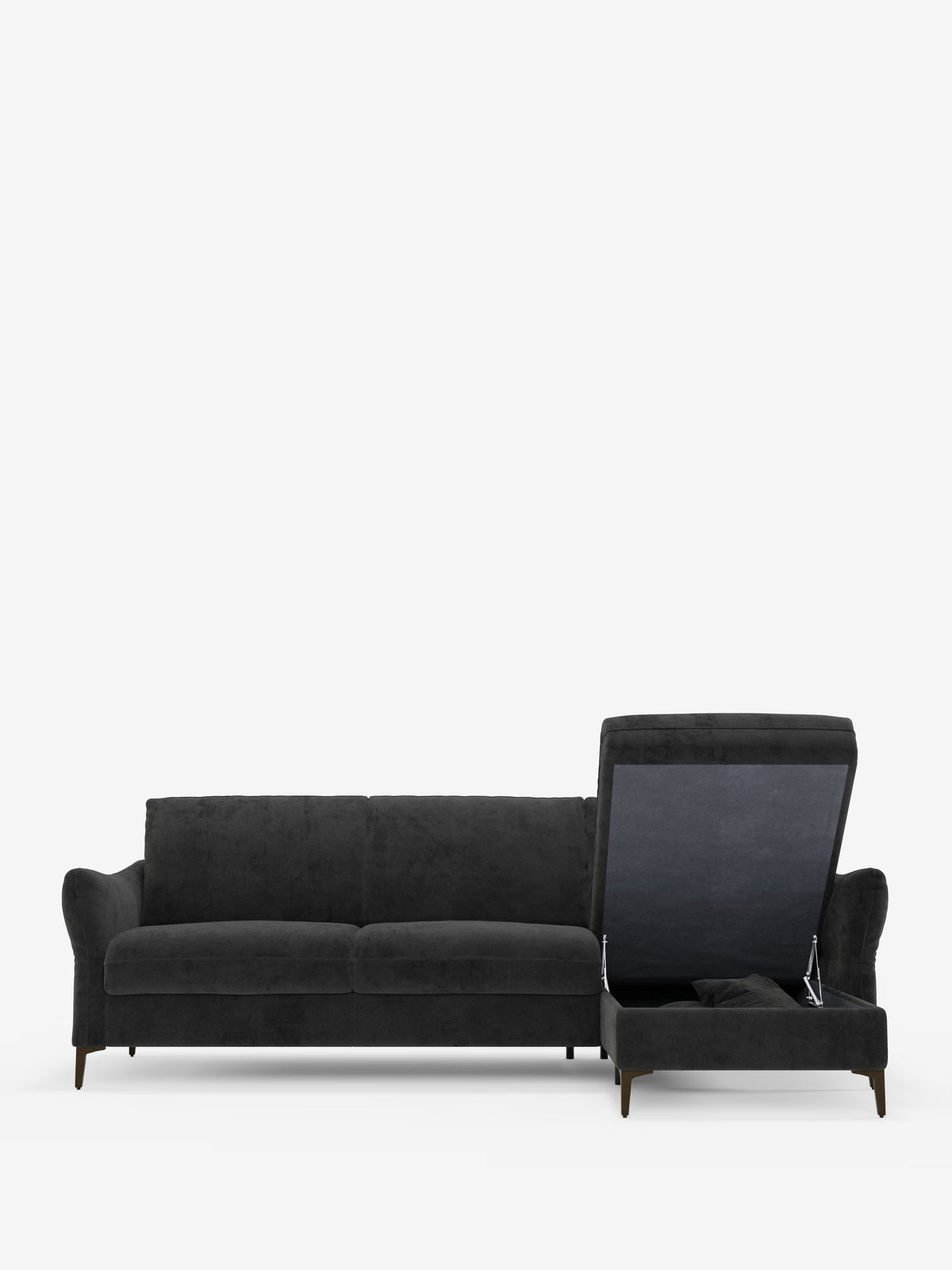 Dalia schlafsofa mit Chaiselongue mit Stauraum und Matratze 18 cm hoch – hohe Füße und fleckenabweisender Stoff T30