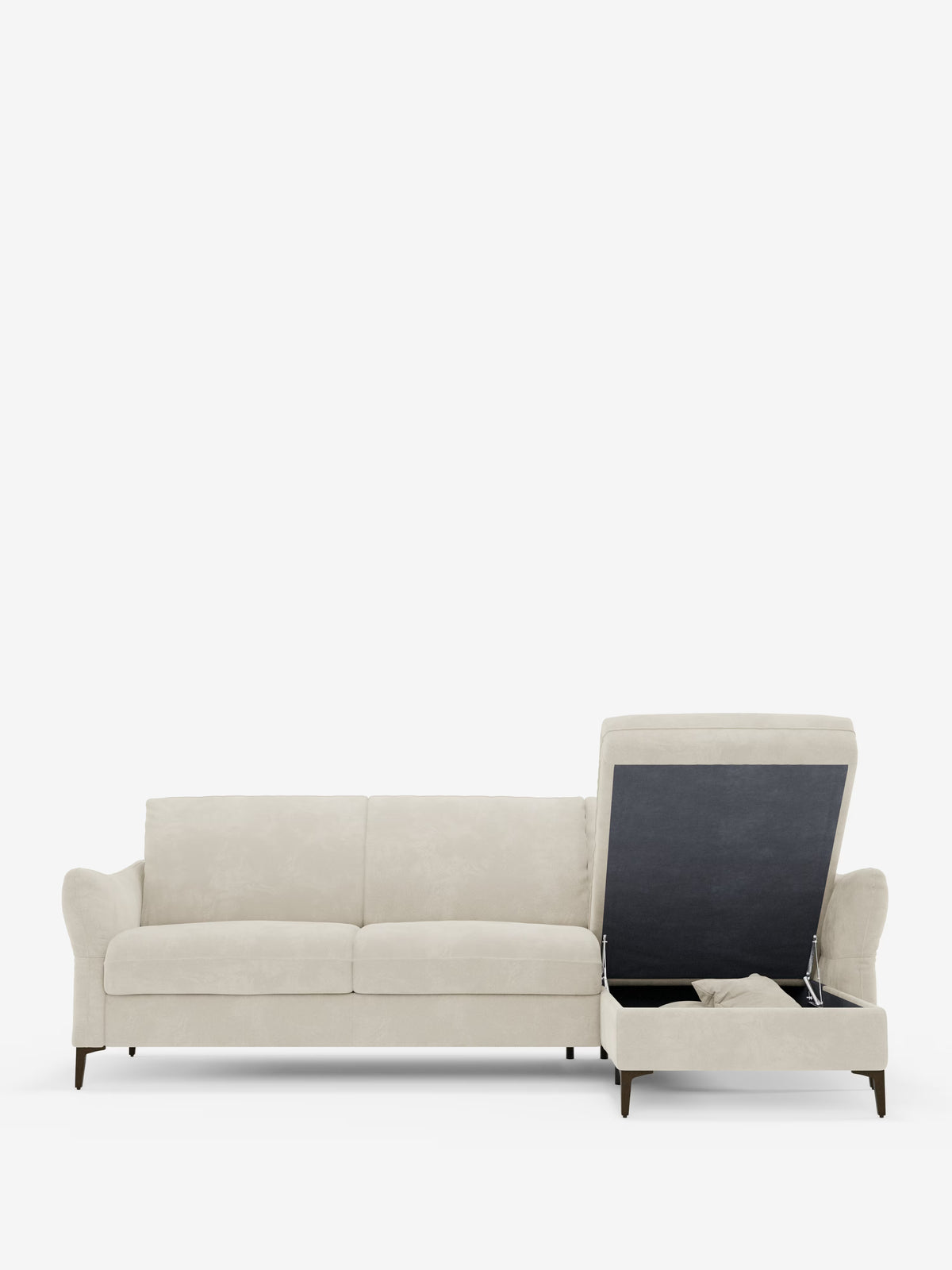 Dalia schlafsofa mit Chaiselongue mit Stauraum und Matratze 18 cm hoch – hohe Füße und fleckenabweisender Stoff T30