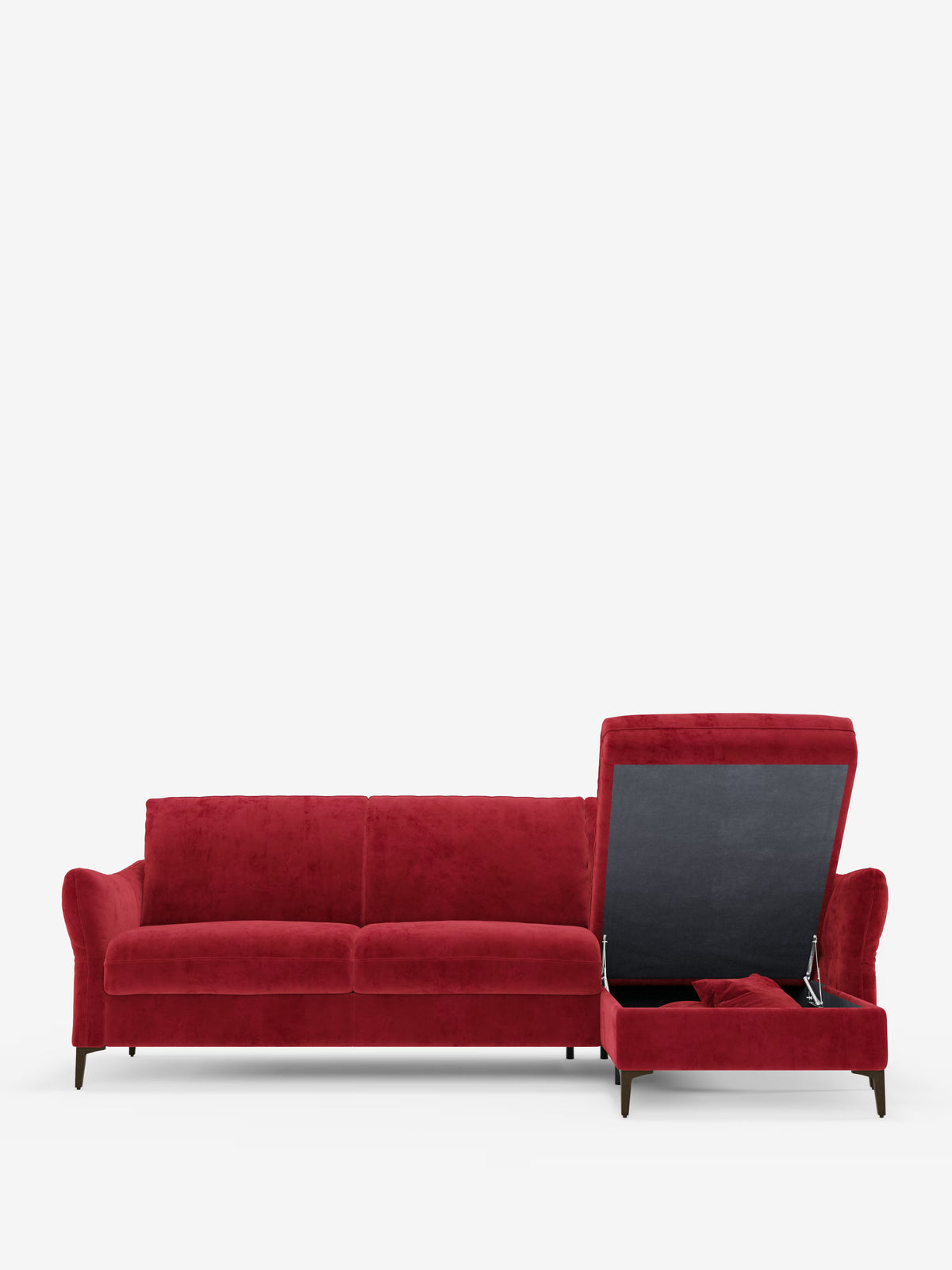 Dalia schlafsofa mit Chaiselongue mit Stauraum und Matratze 18 cm hoch – hohe Füße und fleckenabweisender Stoff T30
