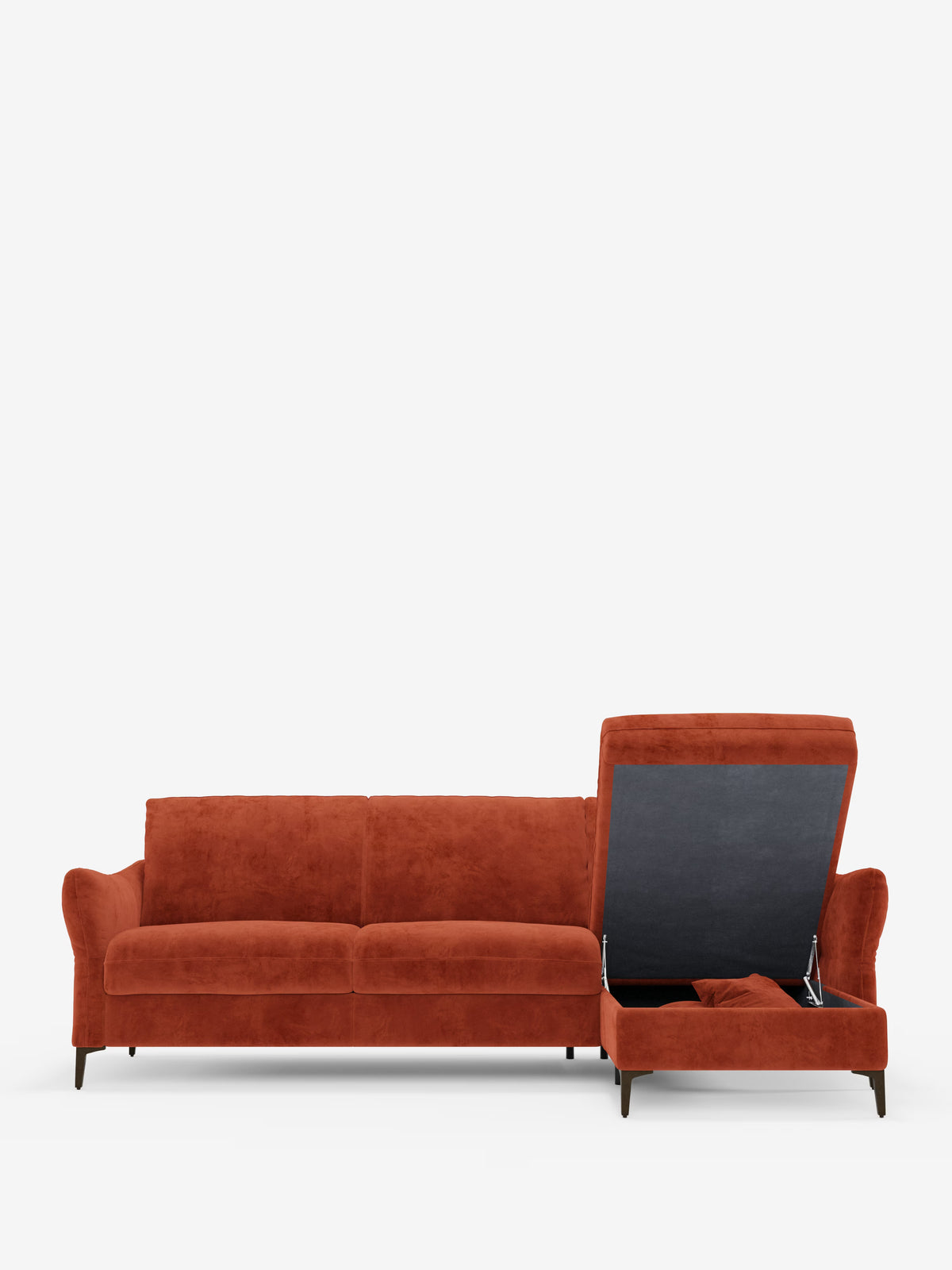 Dalia schlafsofa mit Chaiselongue mit Stauraum und Matratze 18 cm hoch – hohe Füße und fleckenabweisender Stoff T30