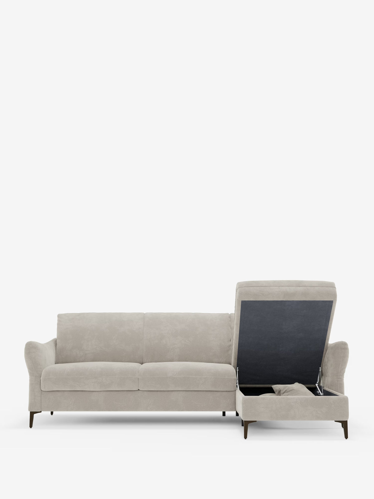 Dalia schlafsofa mit Chaiselongue mit Stauraum und Matratze 18 cm hoch – hohe Füße und fleckenabweisender Stoff T30