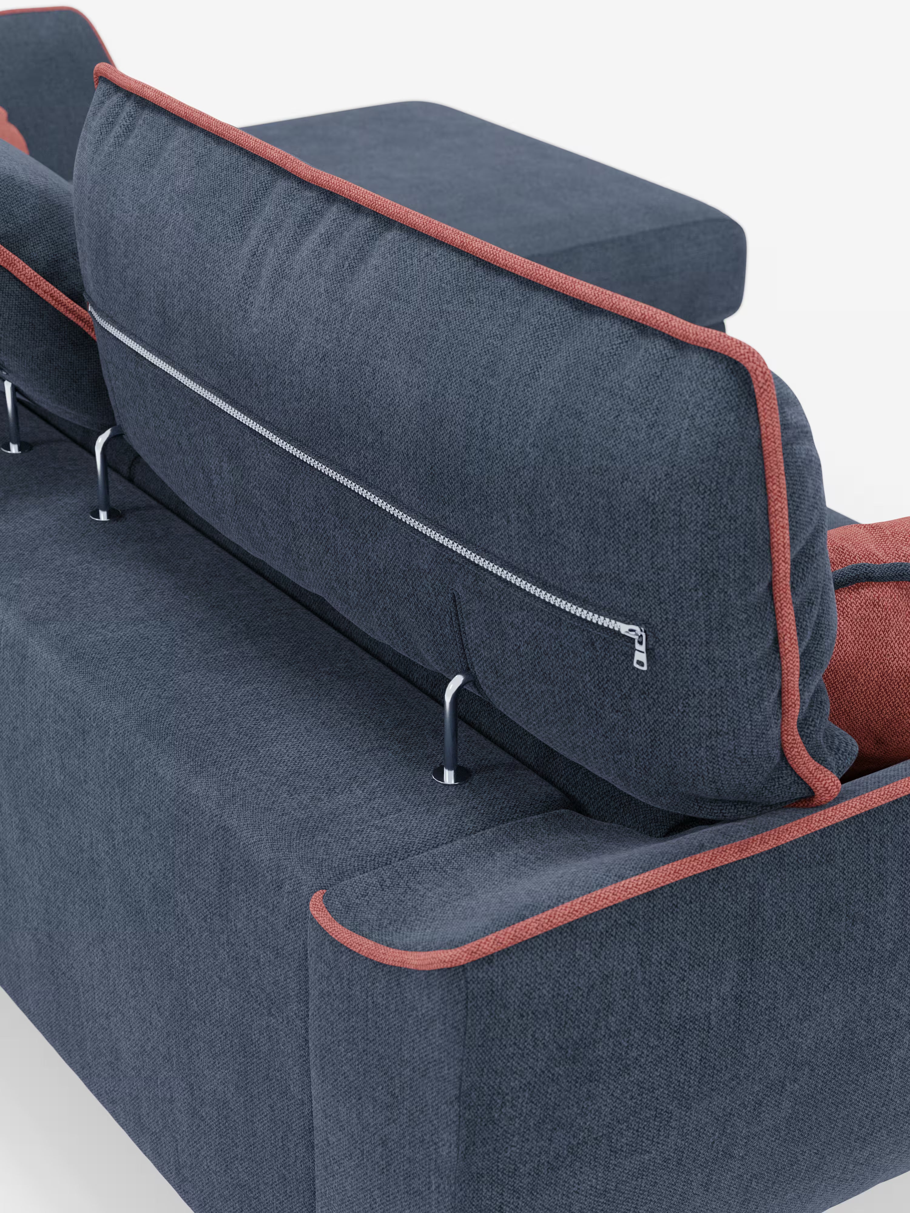 Michelangelo Ecksofa Zweifarbiges mit Chaise Longue und verschiebbaren Sitzen - verstellbaren Kopfstützen aus abwaschbarem Stoff T23
