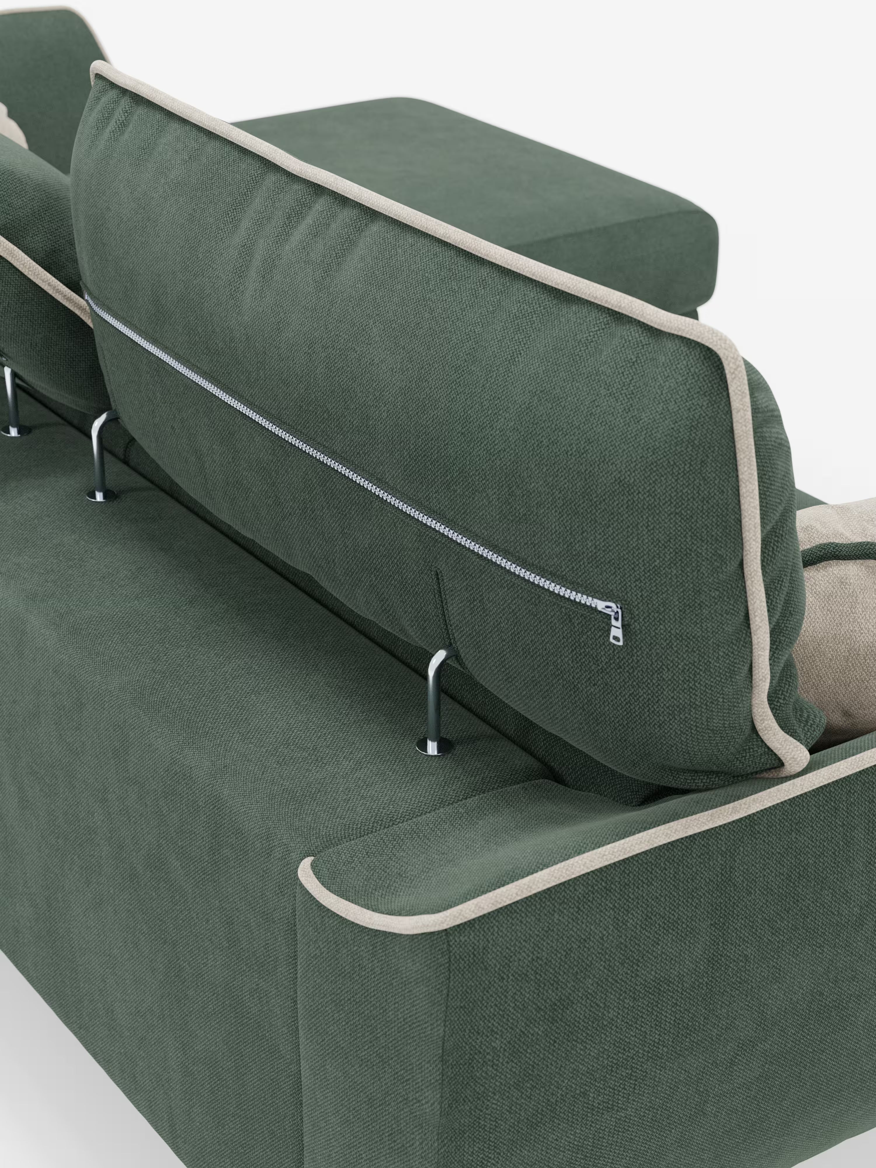 Michelangelo Ecksofa Zweifarbiges mit Chaise Longue und verschiebbaren Sitzen - verstellbaren Kopfstützen aus abwaschbarem Stoff T23