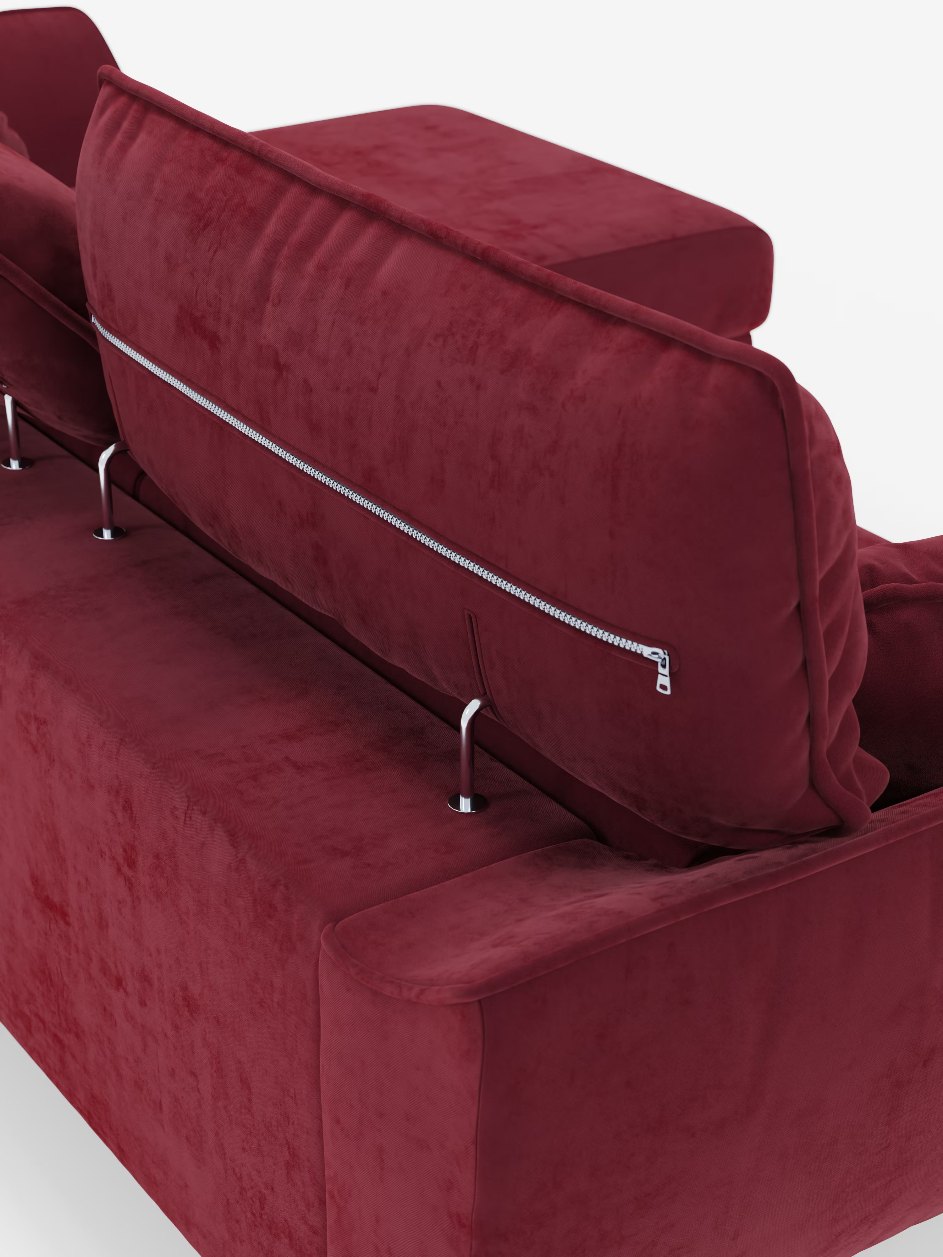 Michelangelo Ecksofa mit Chaise Longue und verschiebbaren Sitzen - verstellbaren Kopfstützen aus raffiniertem, fleckenabweisendem Stoff in Samtoptik T30