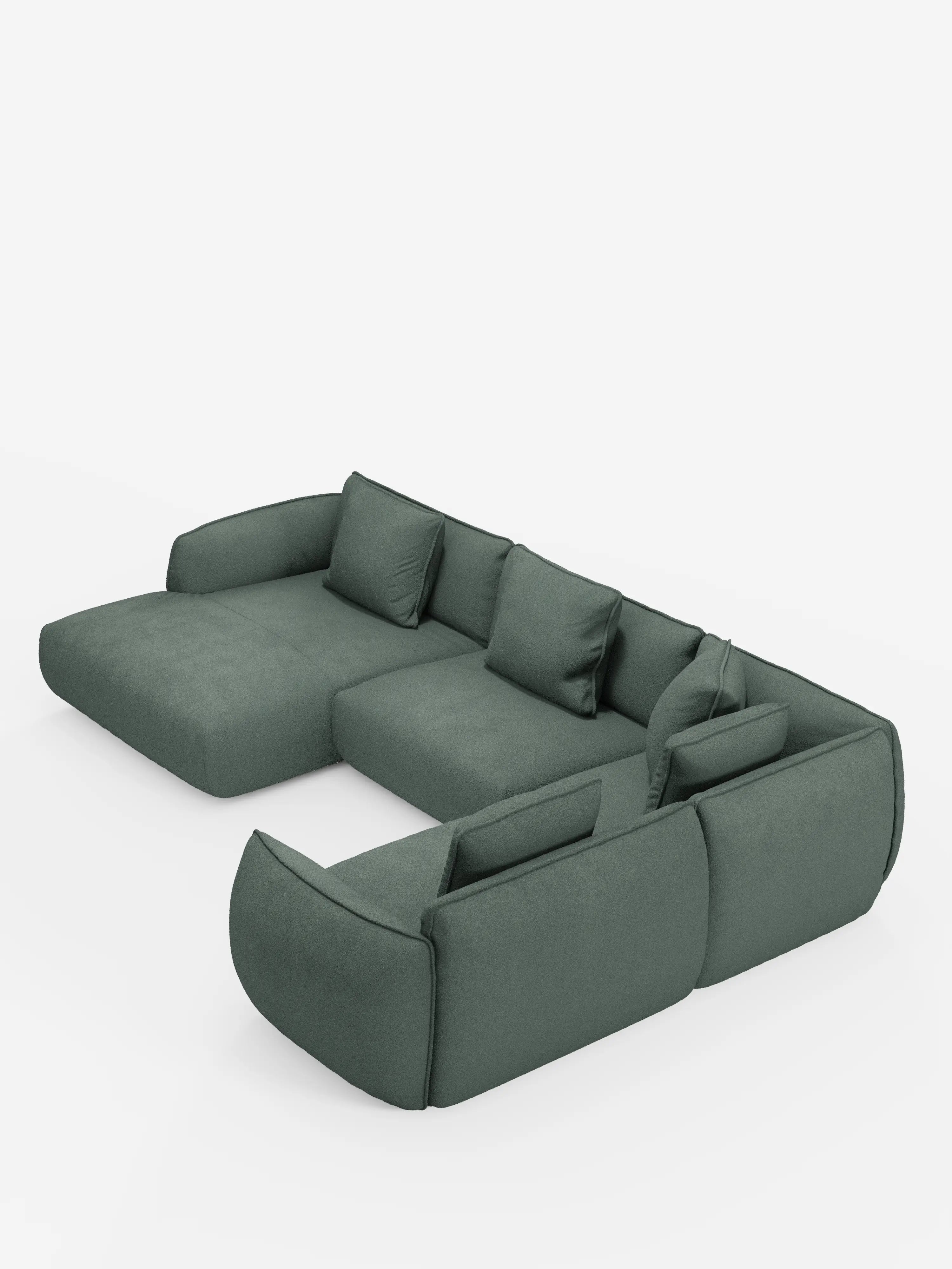 Nimbus panoramisches modulares Ecksofa mit Recamiere und Ecke aus fleckenabweisendem Stoff t33