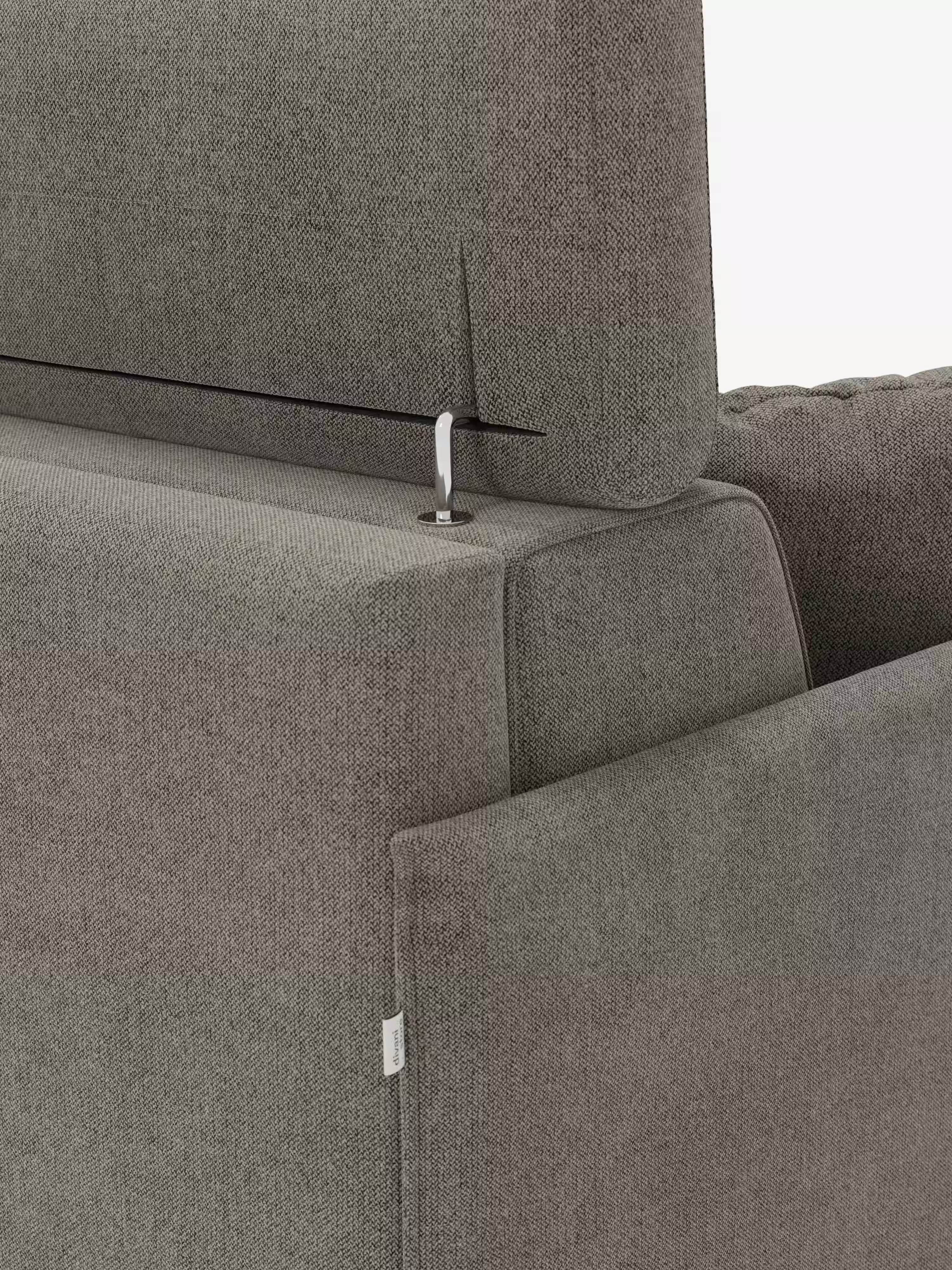 Sole Ecksofa mit Schlaffunktion mit Matratze Stauraum-Halbinsel und verstellbaren Kopfstützen – fleckenabweisender Stoff T23