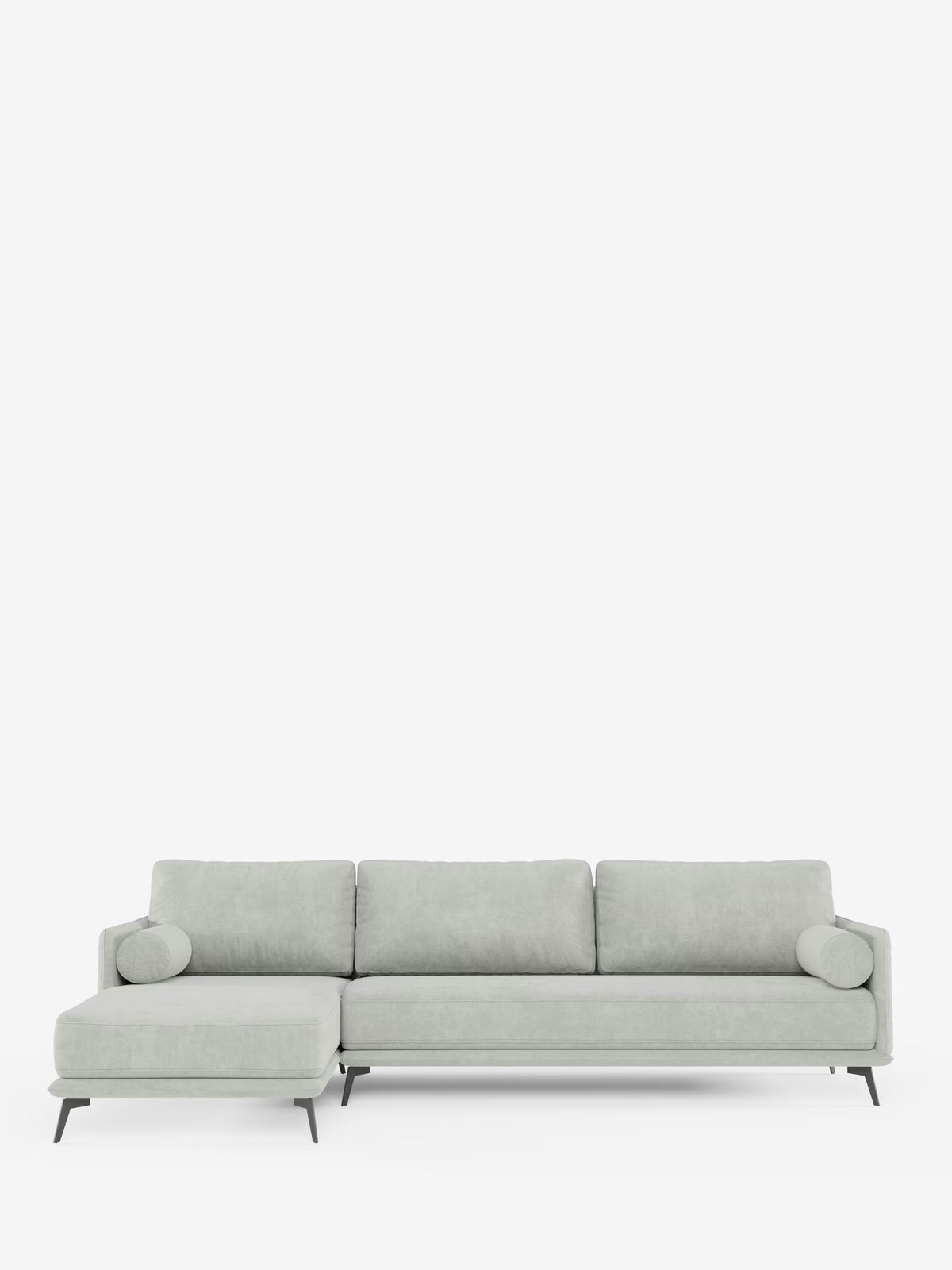 Basalto – Modernes Ecksofa mit Halbinsel– Metallgestell und daunenkissenmit fleckenabweisendem Bezug T31