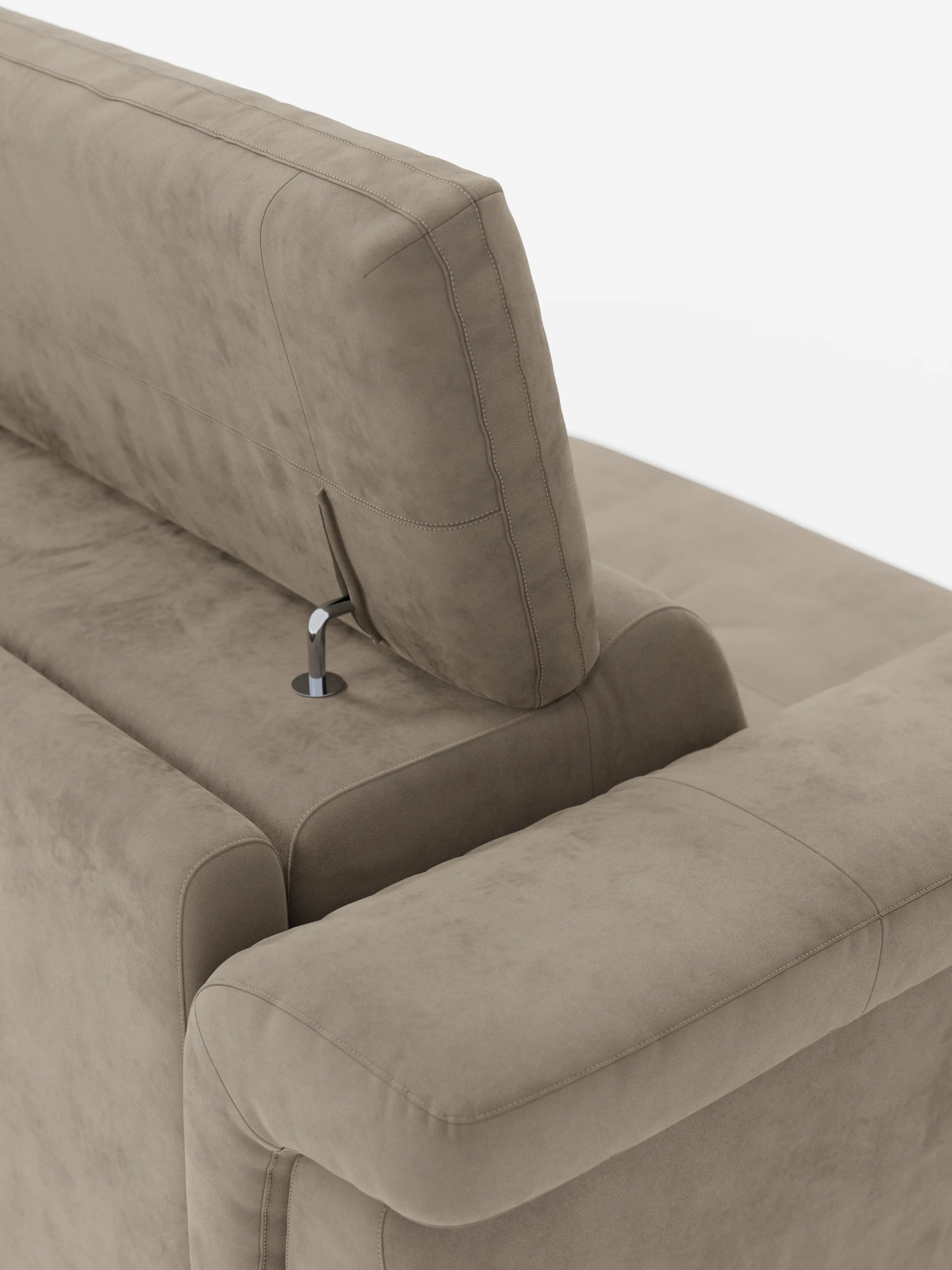 Capri – Design-Schlafsofa mit hohen Füßen – verstellbare Kopfstützen aus edlem, fleckenabweisendem Stoff in Samtstoff T30