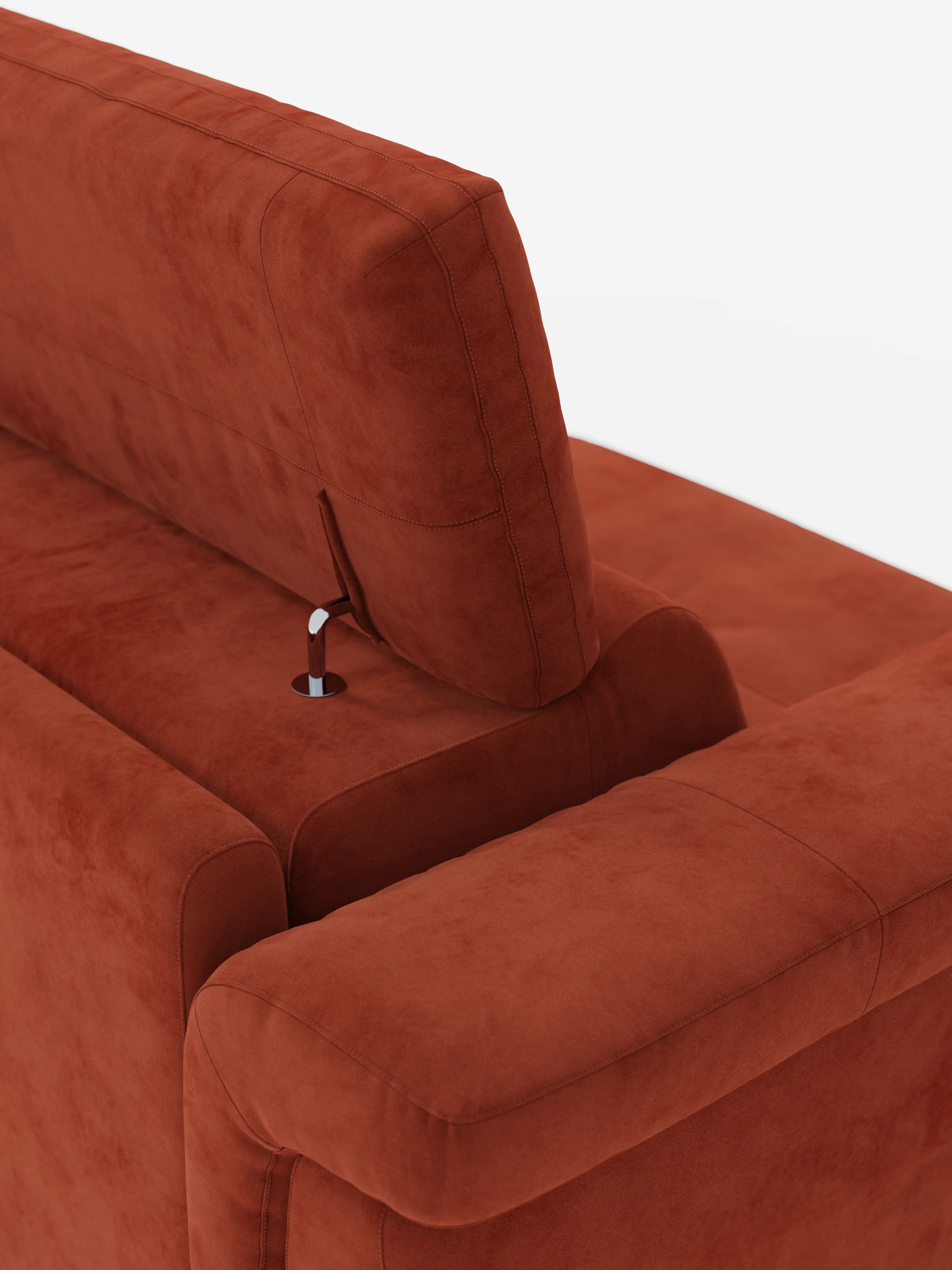 Capri – Design-Schlafsofa mit hohen Füßen – verstellbare Kopfstützen aus edlem, fleckenabweisendem Stoff in Samtstoff T30