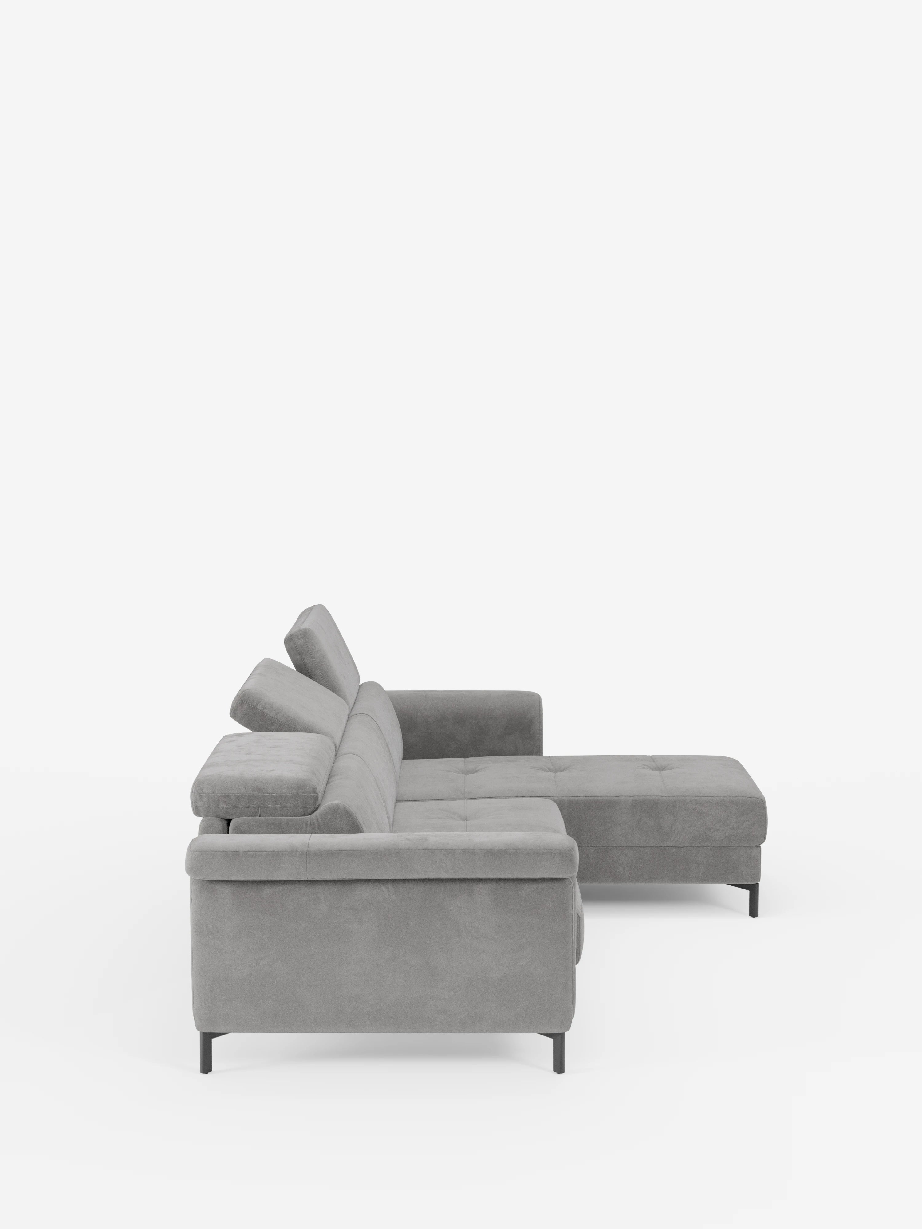 Capri Divano letto angolare con penisola contenitore e poggiatesta reclinabili - elegante tessuto smacchiabile T30