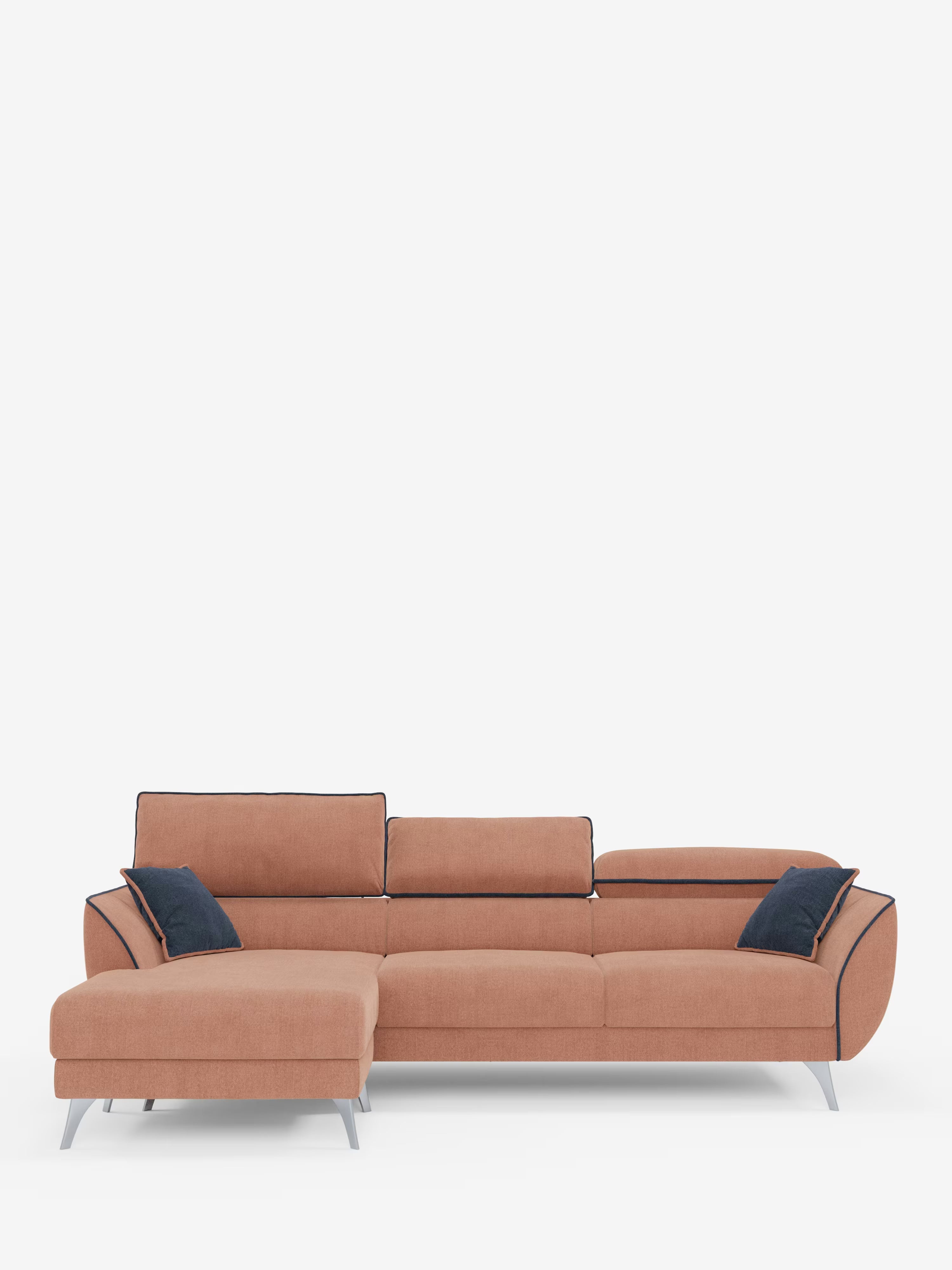 Michelangelo Ecksofa Zweifarbiges mit Chaise Longue und verschiebbaren Sitzen - verstellbaren Kopfstützen aus abwaschbarem Stoff T23