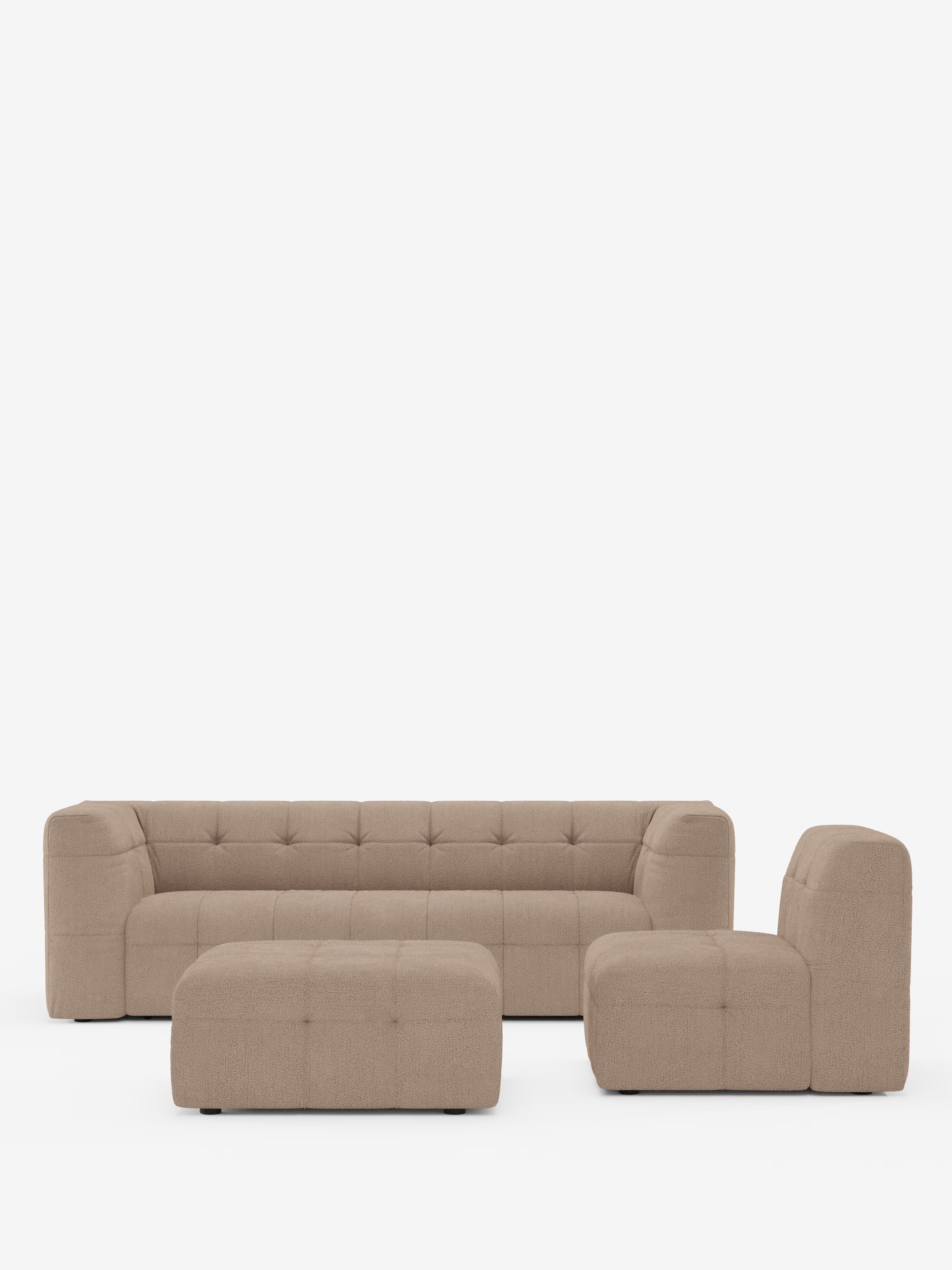 Mosaic – modulares Ecksofa aus Bouclé: mit Kapitonné-Verarbeitung und Design aus fleckenabweisendem Stoff T21