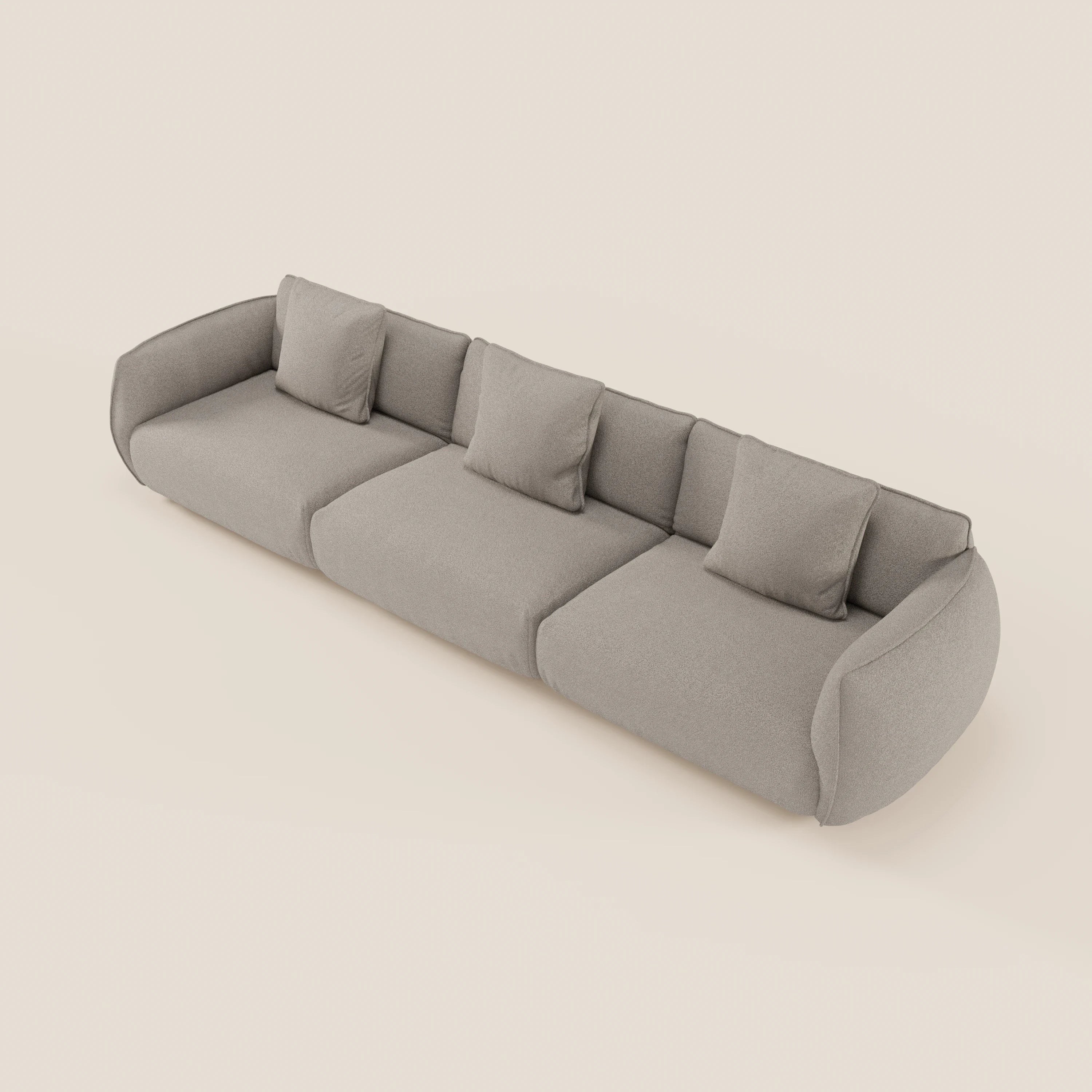 Nimbus divano lineare modulare a 3 sedute componibile in morbido tessuto T33 - divani.store