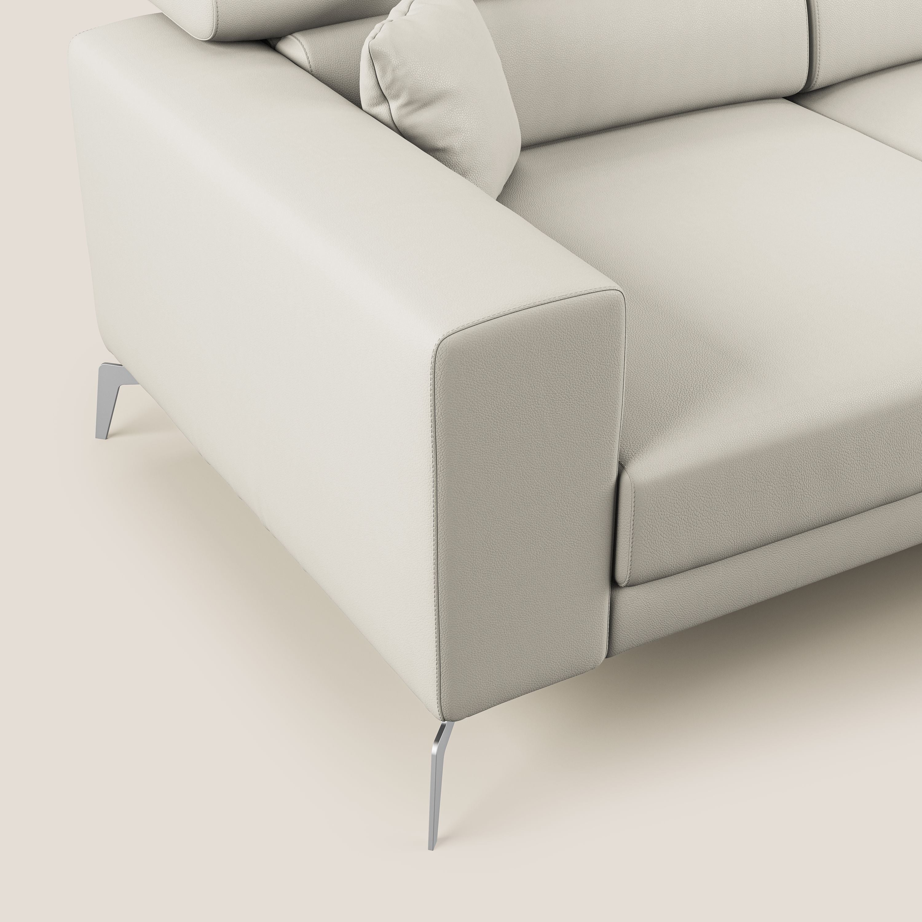 Blade Divano moderno angolare con poggiatesta reclinabili in Ecopelle T04 bianco - divani.store