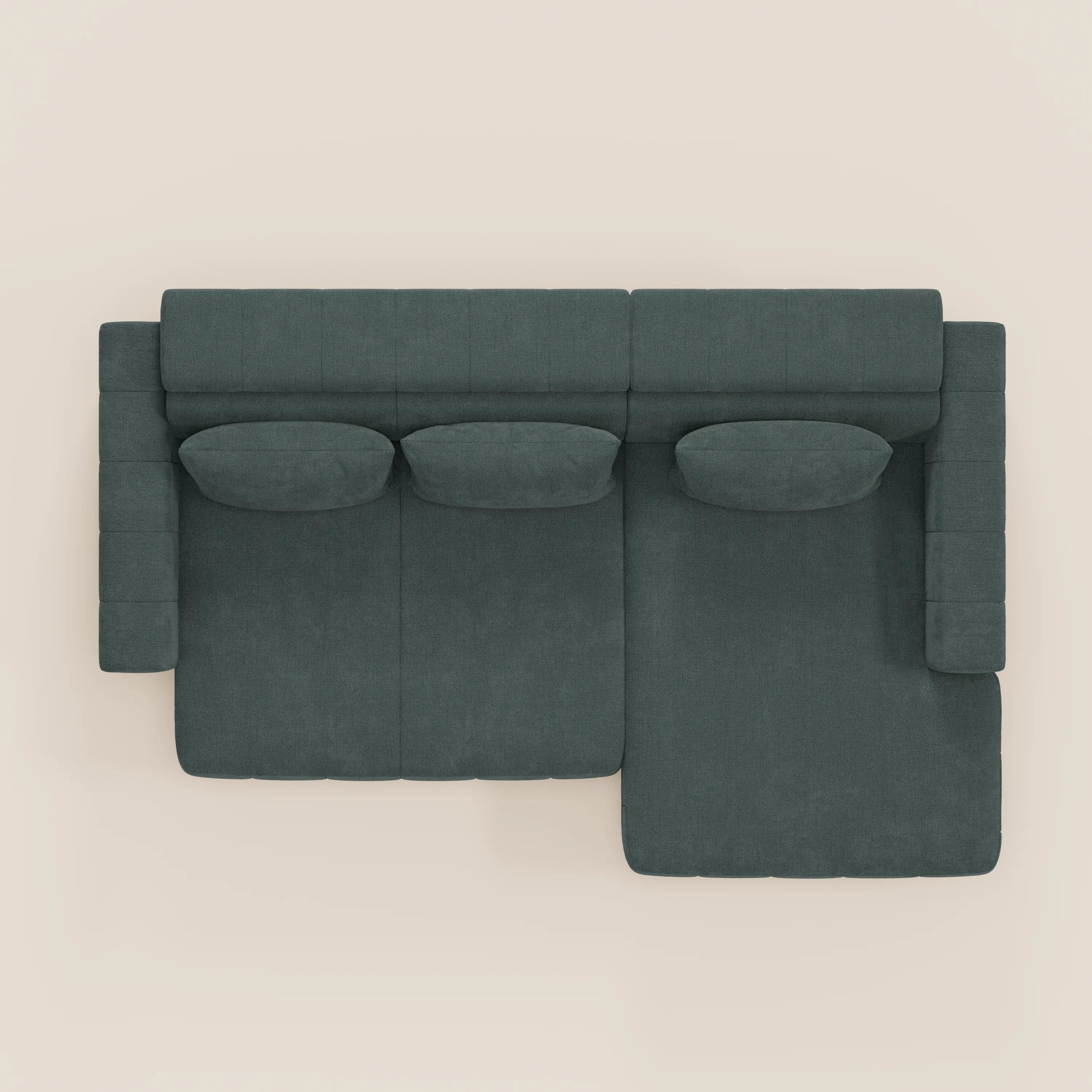 Doric Divano angolare con penisola e sedute allungabili con relax elettrico - poggiatesta reclinabili in tessuto smacchiabile T23