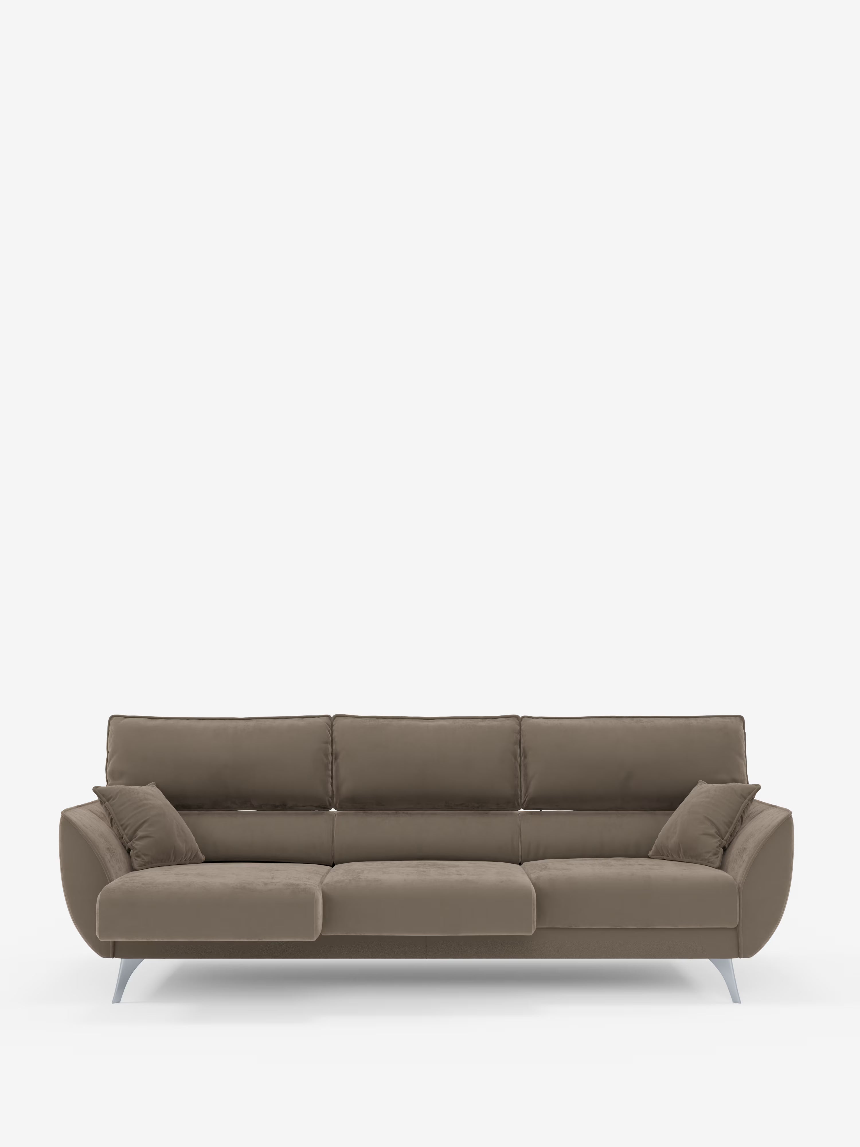 Michelangelo 4 Posti – Divano con 3 sedute estensibili e poggiatesta reclinabili in elegante tessuto vellutino smacchiabile T30