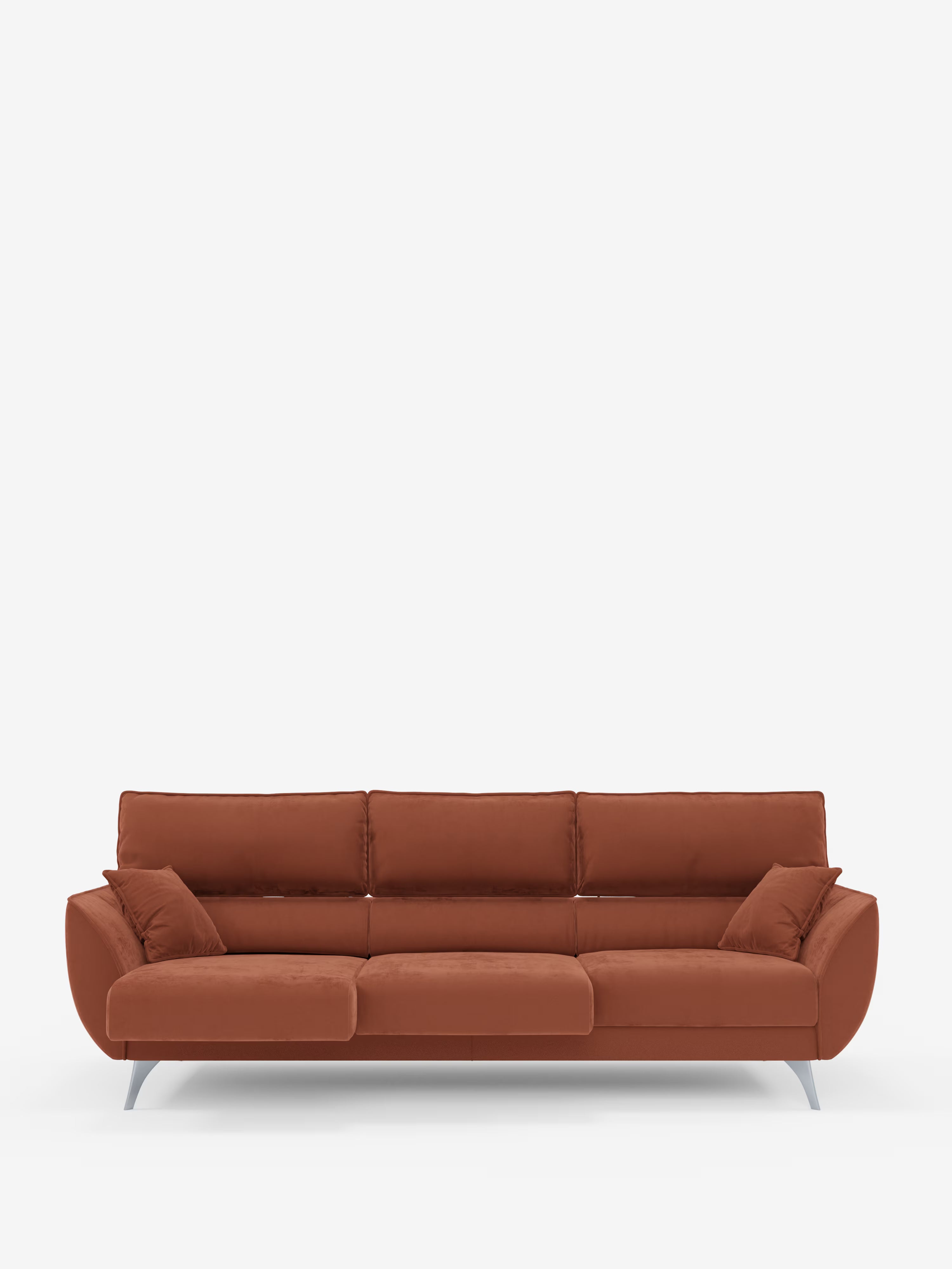 Michelangelo 4 Posti – Divano con 3 sedute estensibili e poggiatesta reclinabili in elegante tessuto vellutino smacchiabile T30