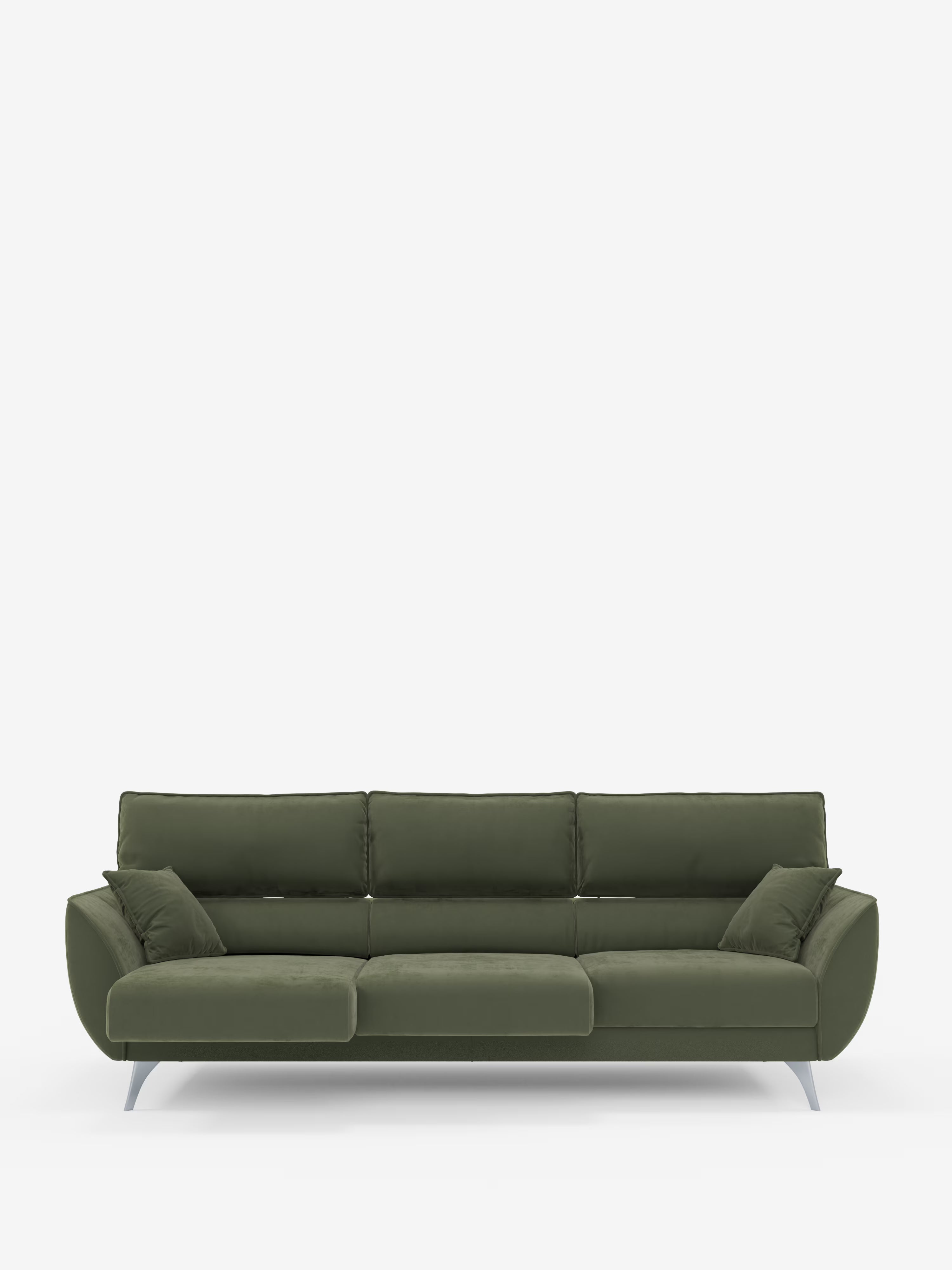 Michelangelo 4 Posti – Divano con 3 sedute estensibili e poggiatesta reclinabili in elegante tessuto vellutino smacchiabile T30