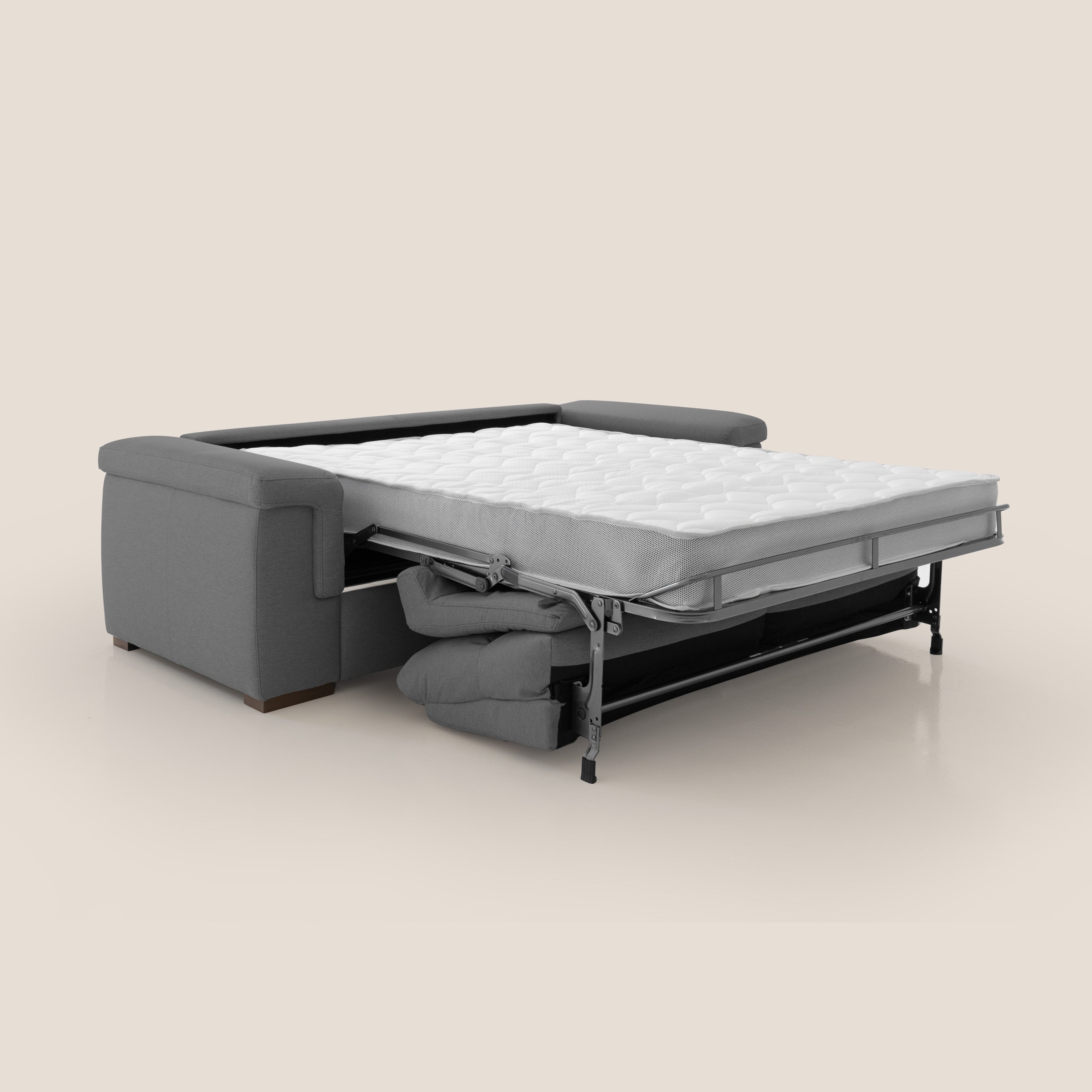 Magnolia divano letto con materasso alto 18 cm morbido schienale alto in tessuto smacchiabile T05 antracite - divani.store