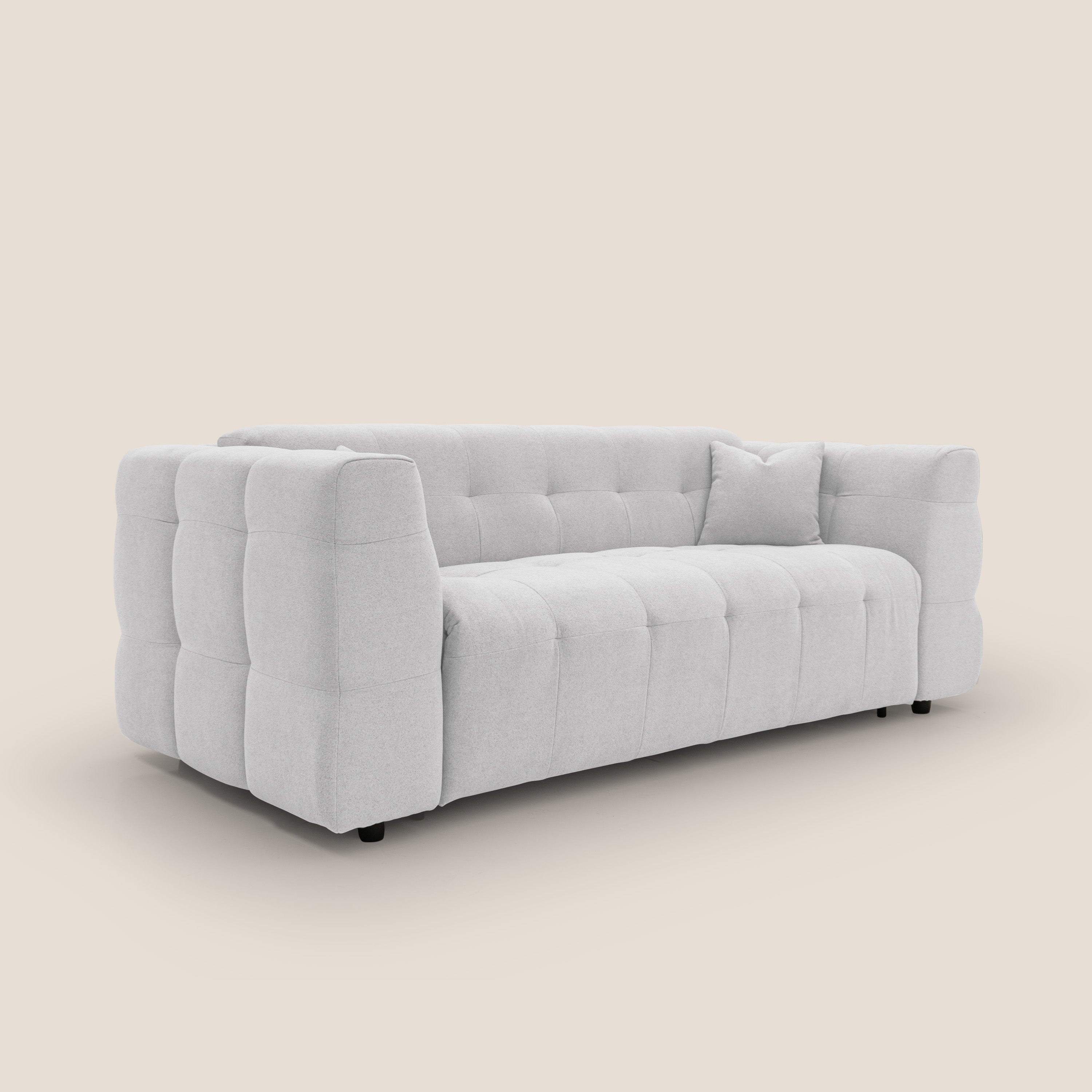 Tender Divano letto matrimoniale dal design innovativo in tessuto bouclet impermeabile T07 bianco - divani.store