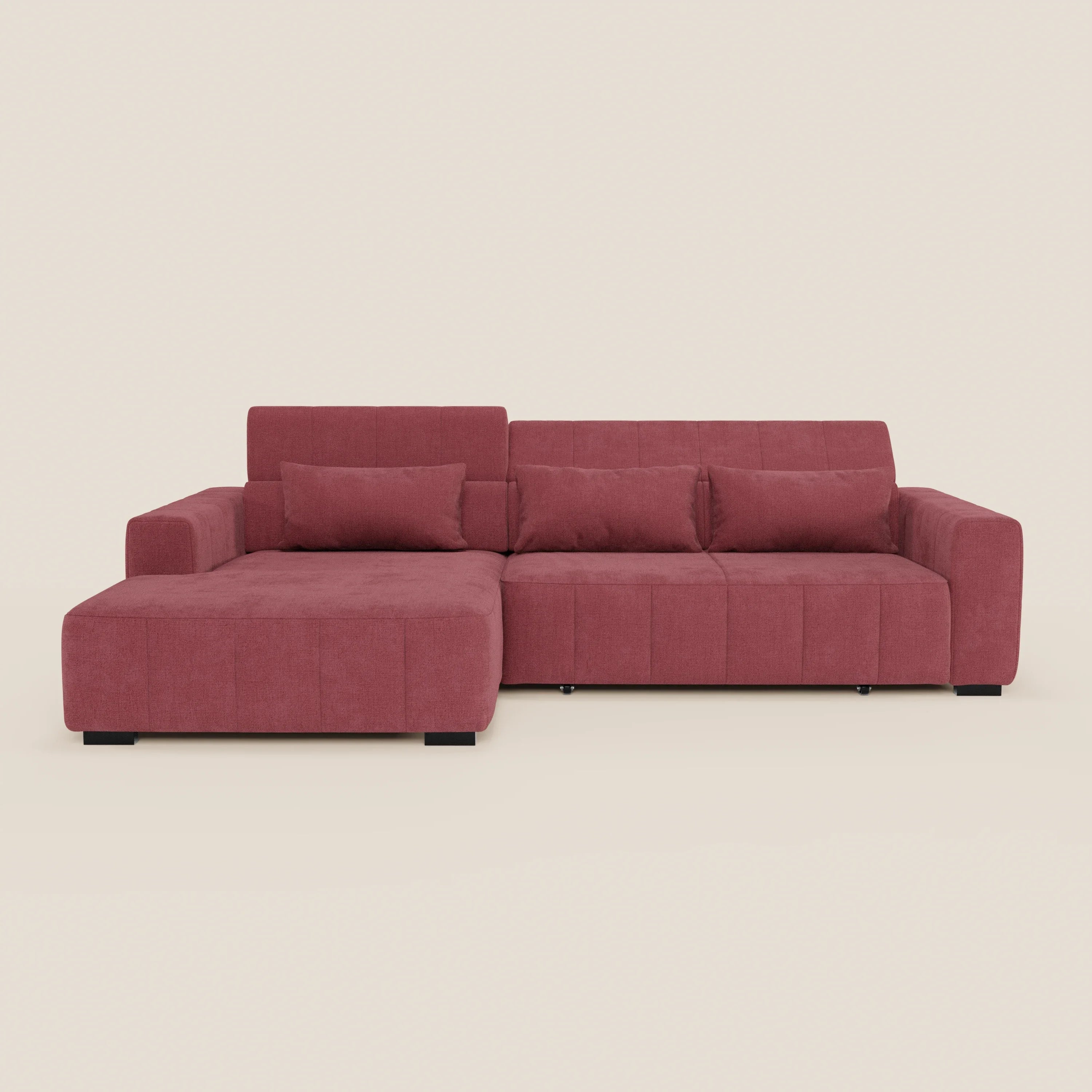 Doric Divano angolare con penisola e sedute allungabili con relax elettrico - poggiatesta reclinabili in tessuto smacchiabile T23 - divani.store