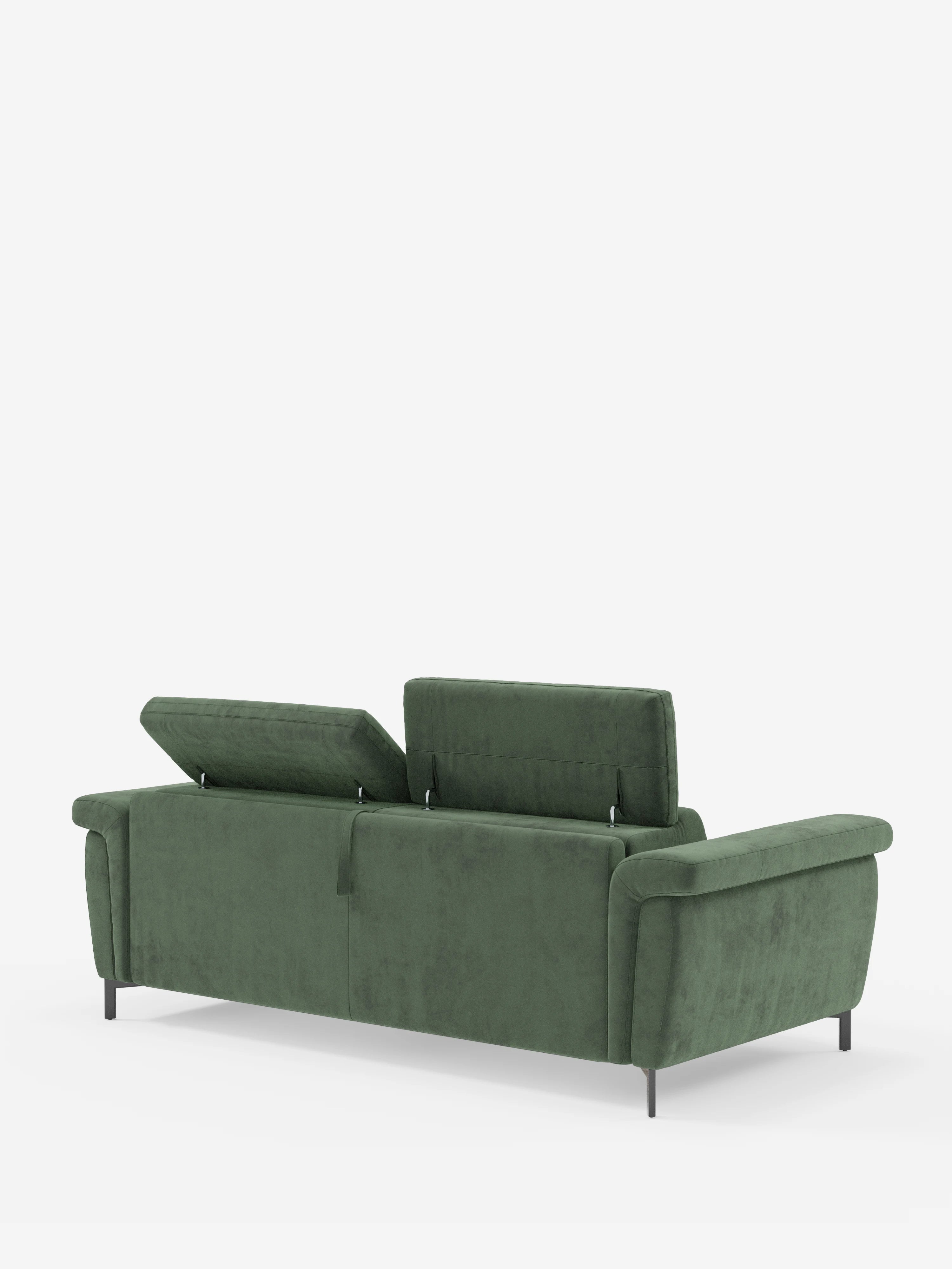 Capri – Design-Schlafsofa mit hohen Füßen – verstellbare Kopfstützen aus edlem, fleckenabweisendem Stoff in Samtstoff T30