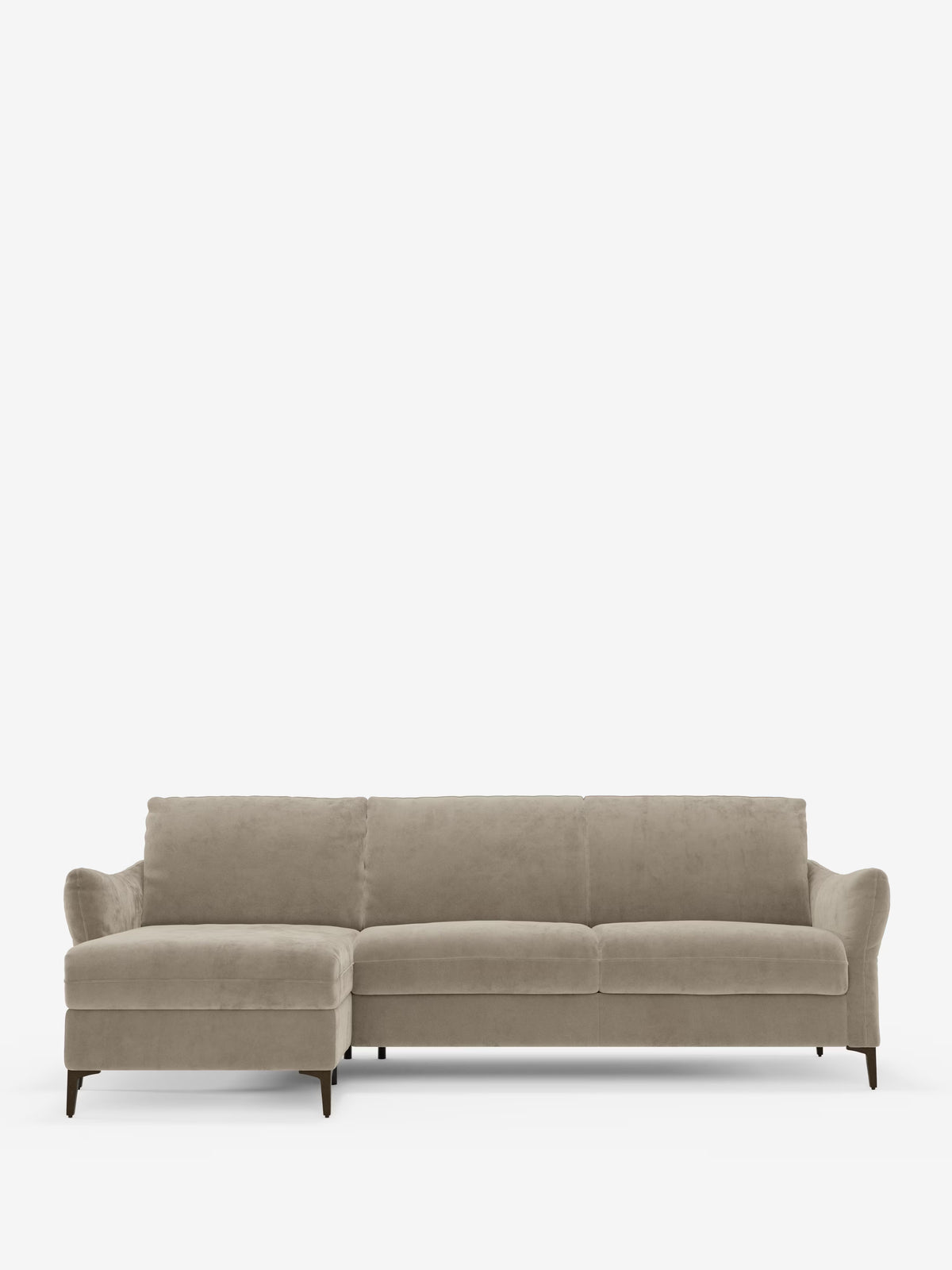 Dalia schlafsofa mit Chaiselongue mit Stauraum und Matratze 18 cm hoch – hohe Füße und fleckenabweisender Stoff T30