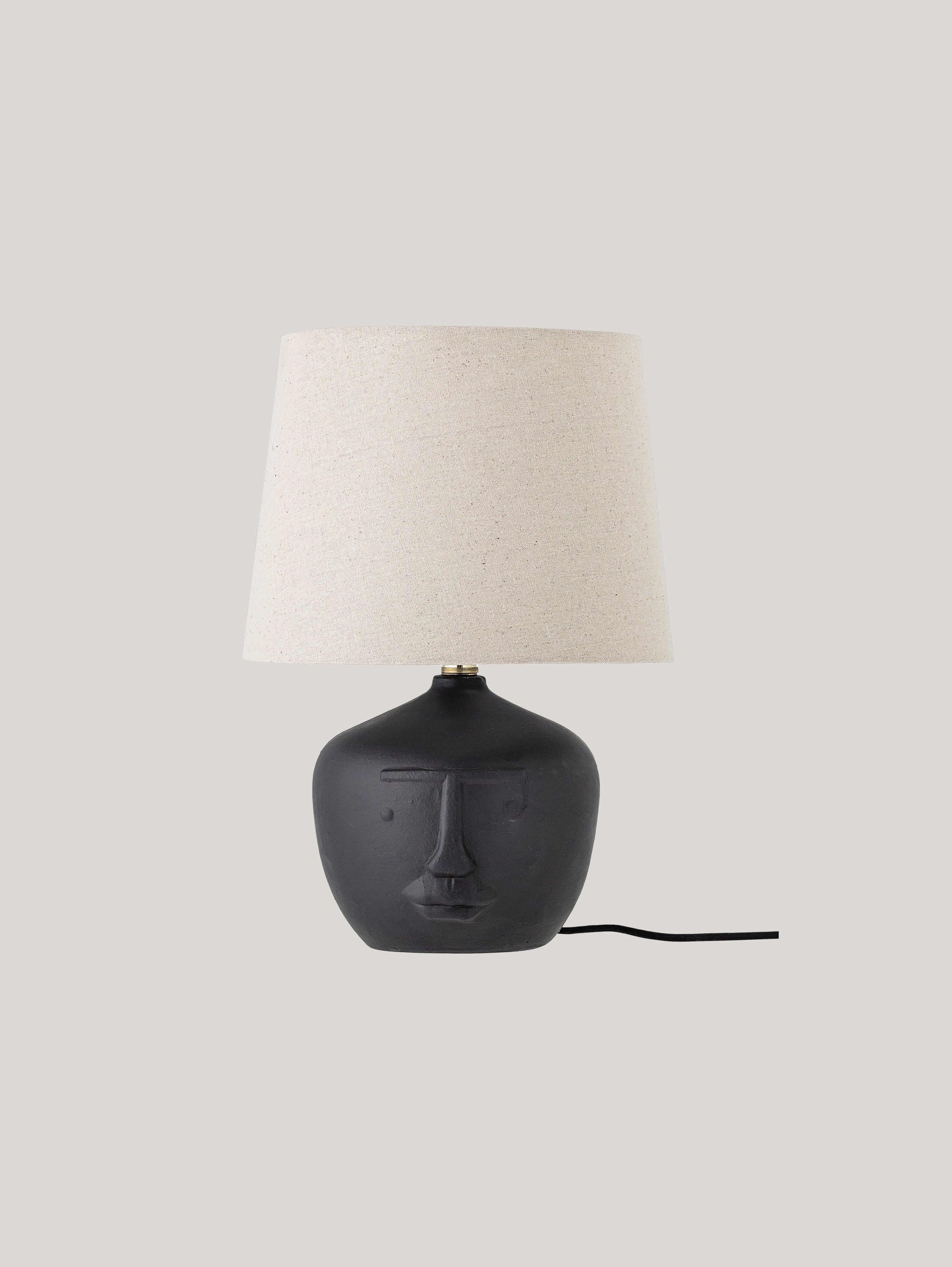 Matheo lampada da tavolo con base in terracotta nera e paralume in lino - divani.store
