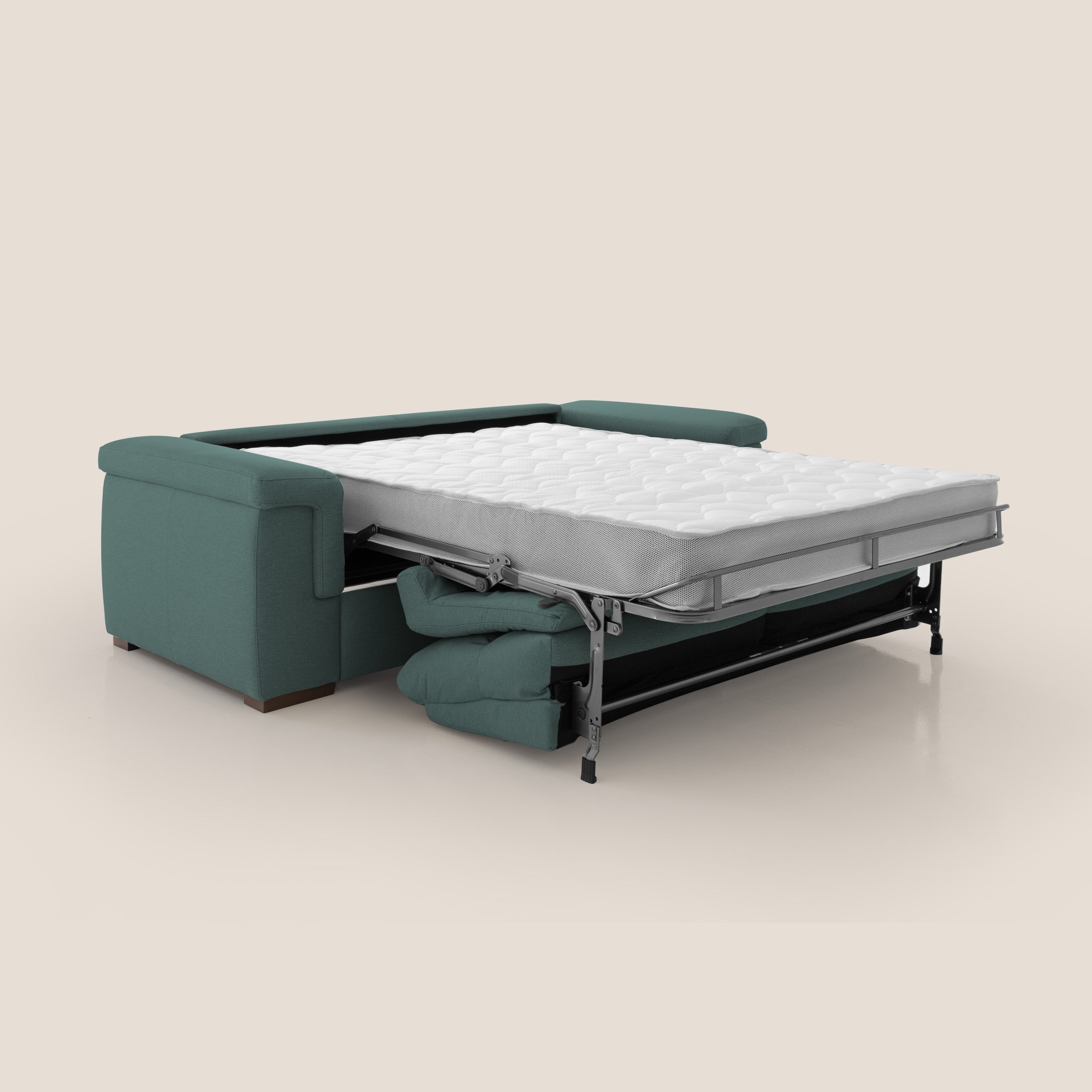 Magnolia divano letto con materasso alto 18 cm morbido schienale alto in tessuto smacchiabile T05 verde - divani.store