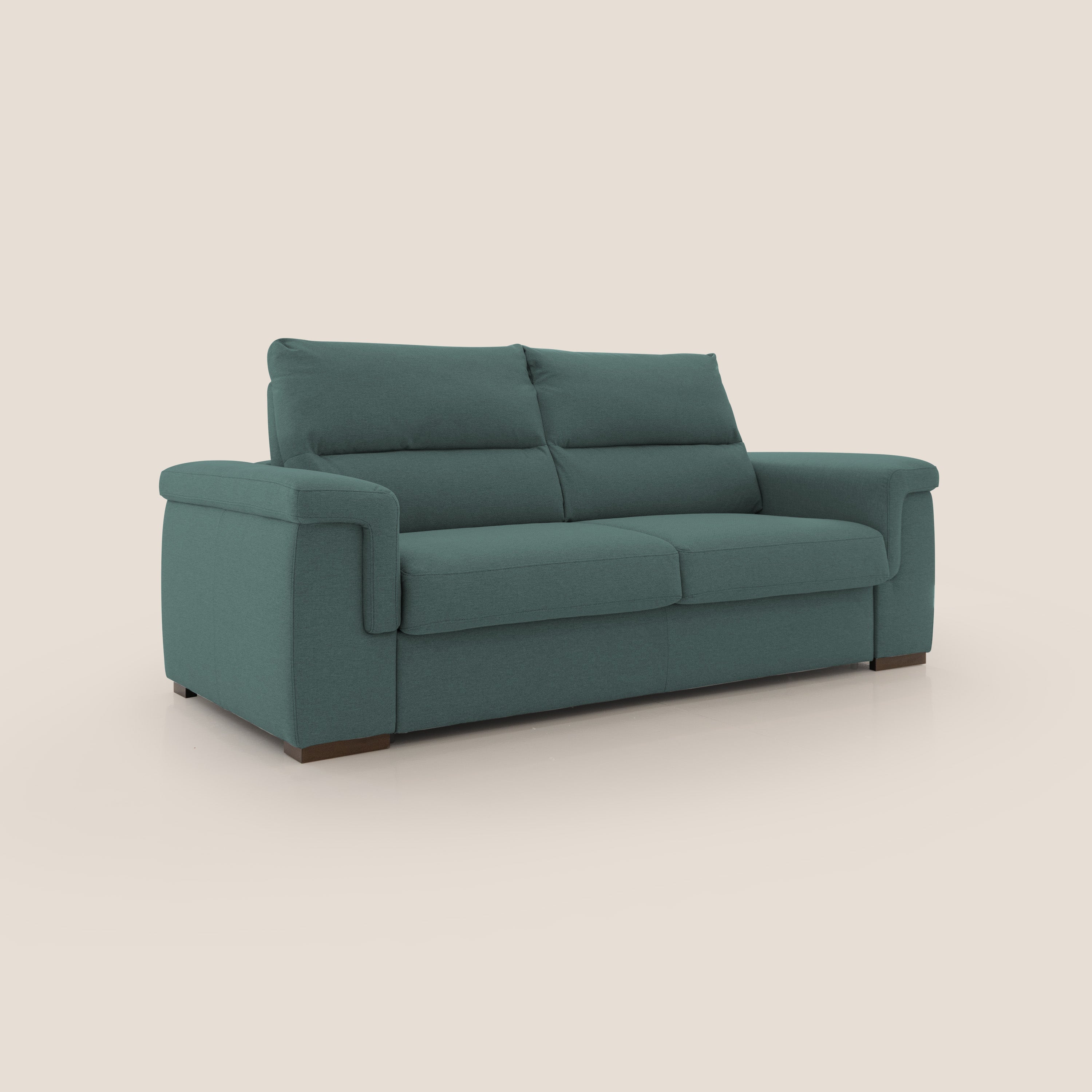 Magnolia divano letto con materasso alto 18 cm morbido schienale alto in tessuto smacchiabile T05 verde - divani.store