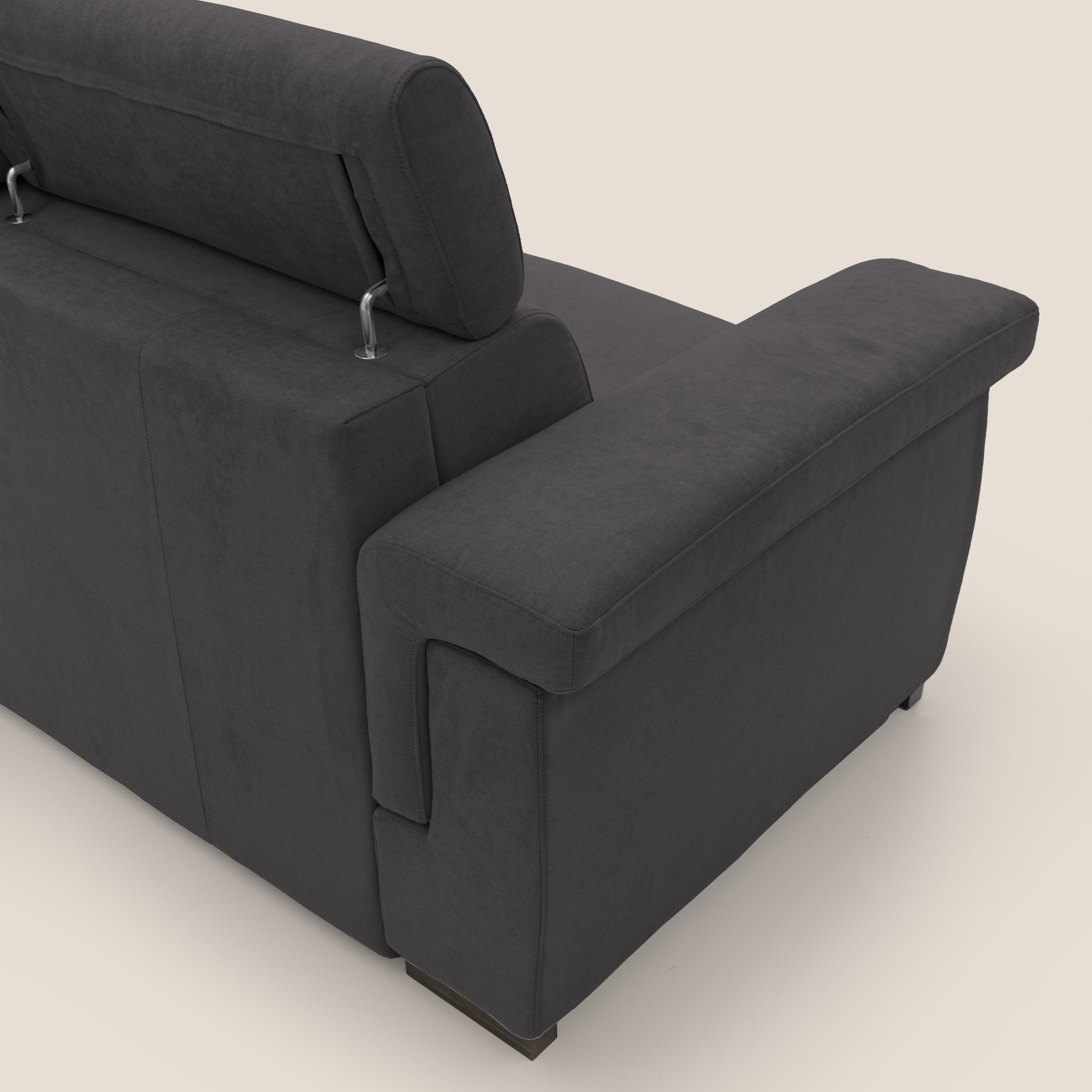 Bjorn divano letto sfoderabile con materasso H18 cm e poggiatesta reclinabili in tessuto impermeabile T02 nero - divani.store