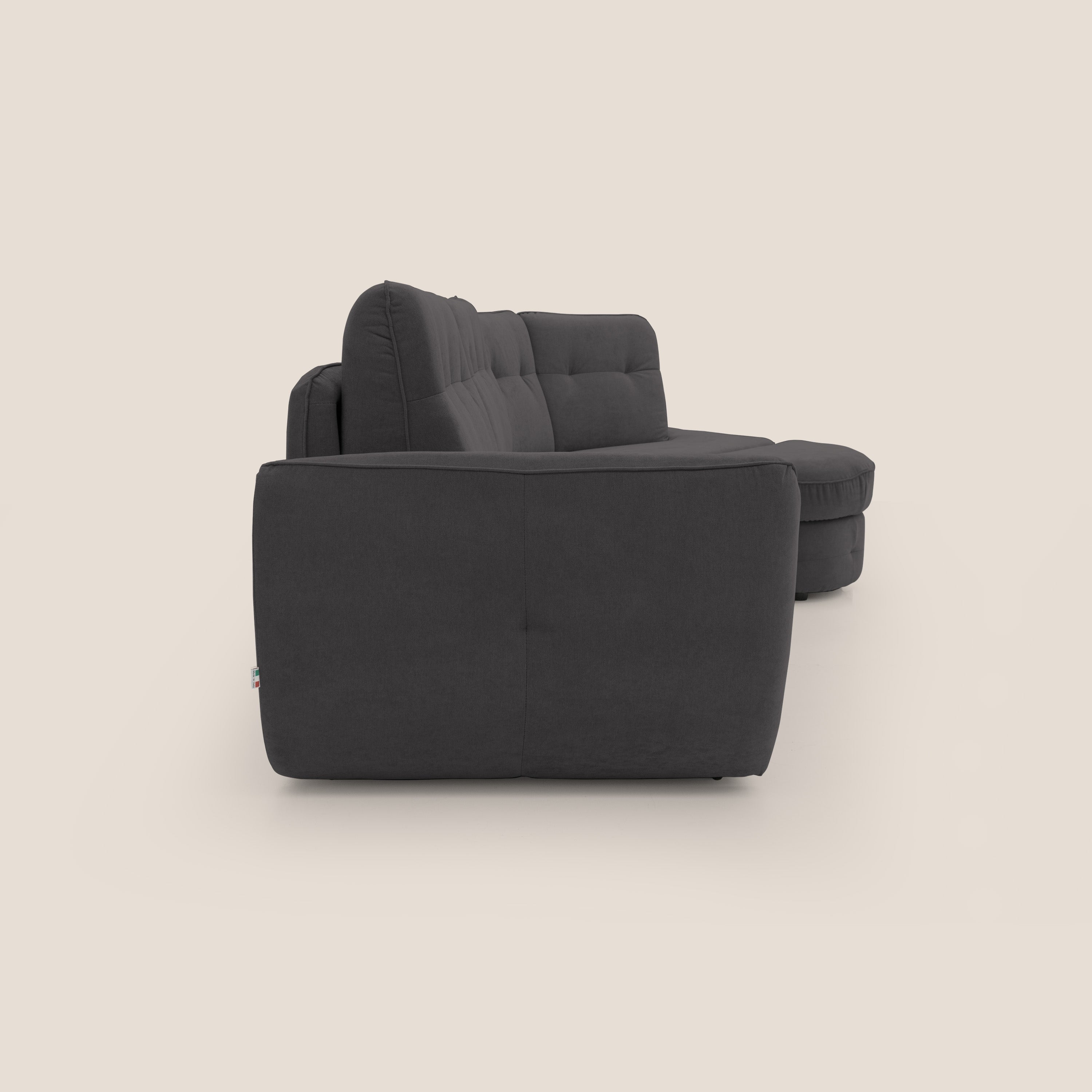 Zeus divano letto angolare con materasso H18 cm pouf mobile in tessuto impermeabile T02 - divani.store