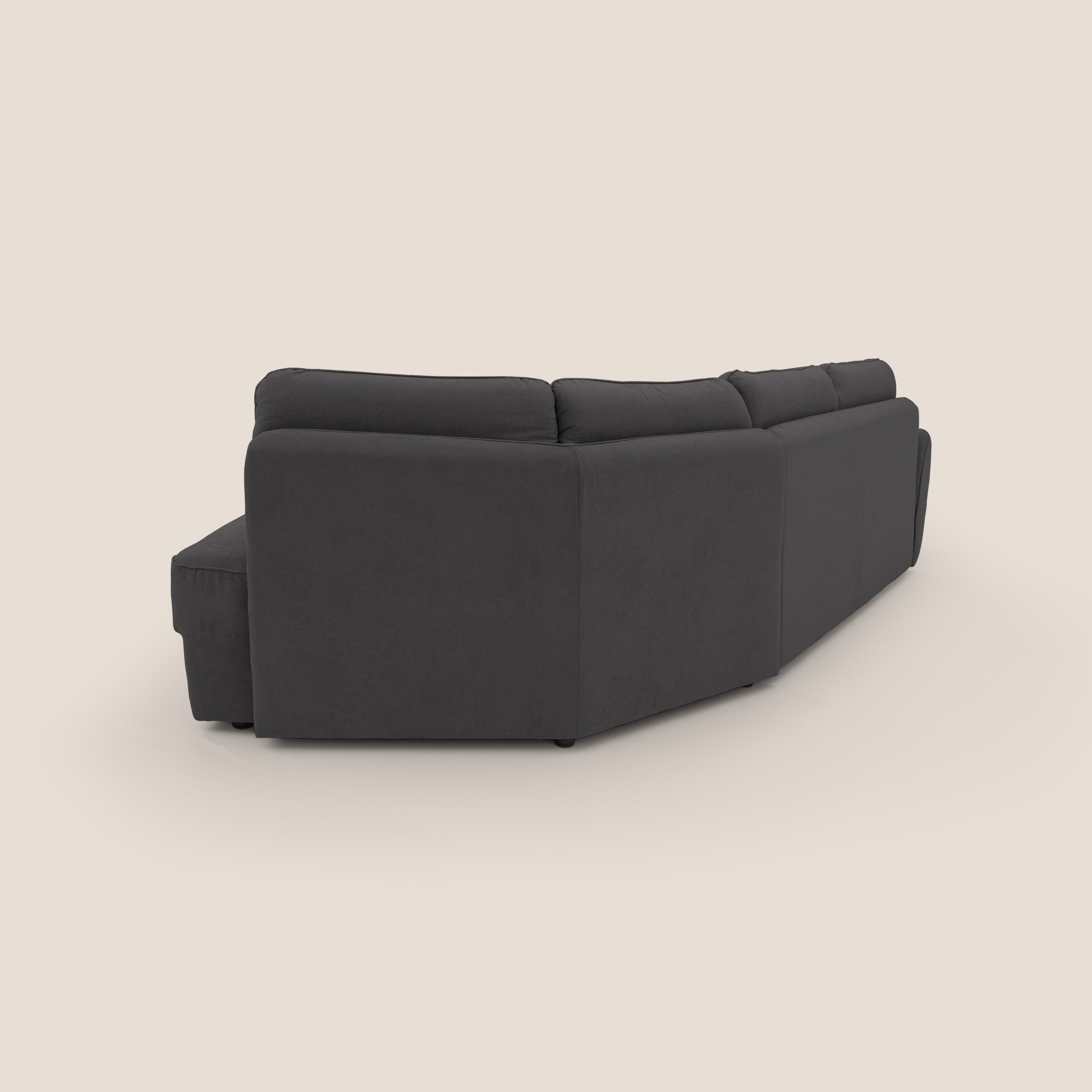 Zeus divano letto angolare con materasso H18 cm pouf mobile in tessuto impermeabile T02 - divani.store