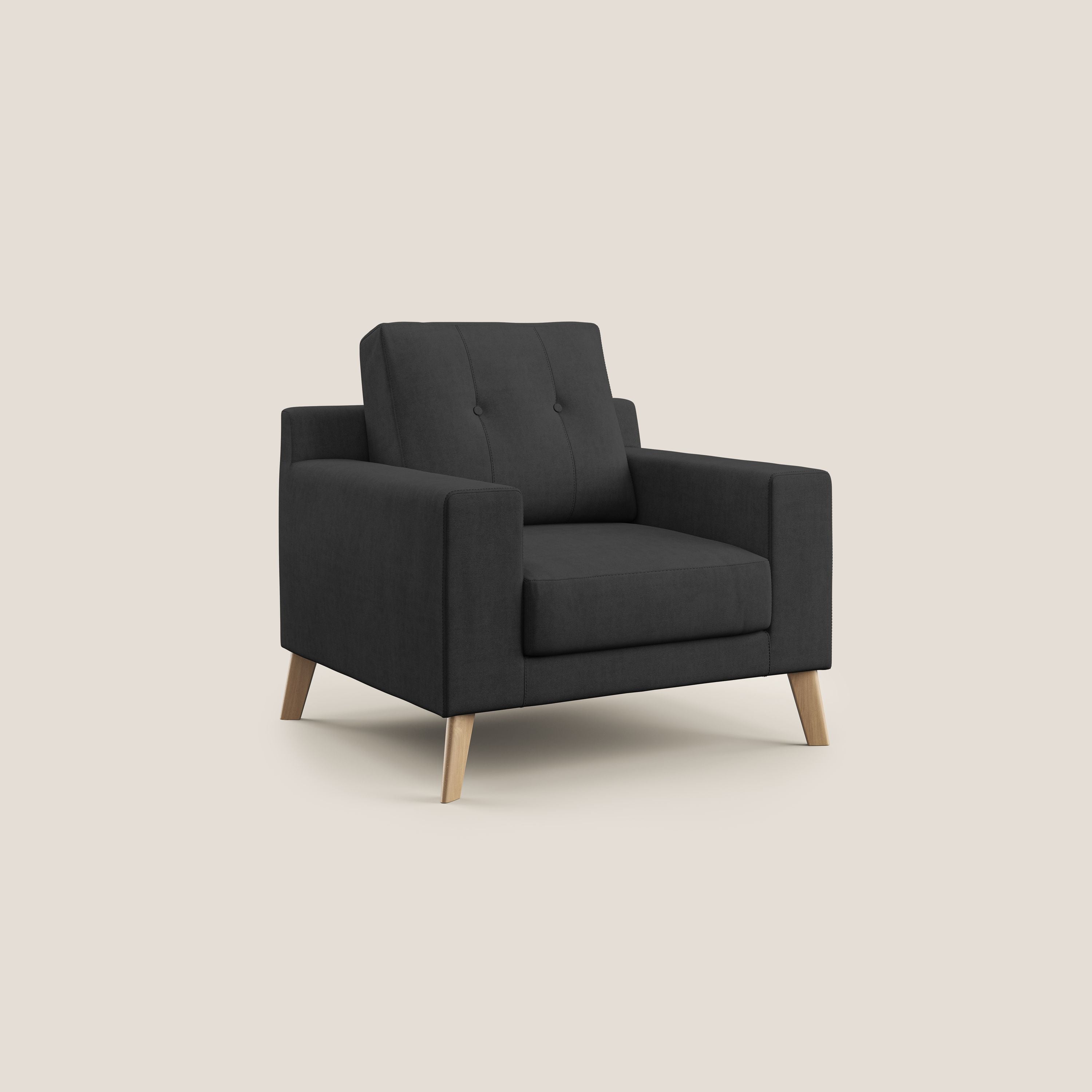 Danish poltroncina in tessuto morbido impermeabile T02 nero - divani.store
