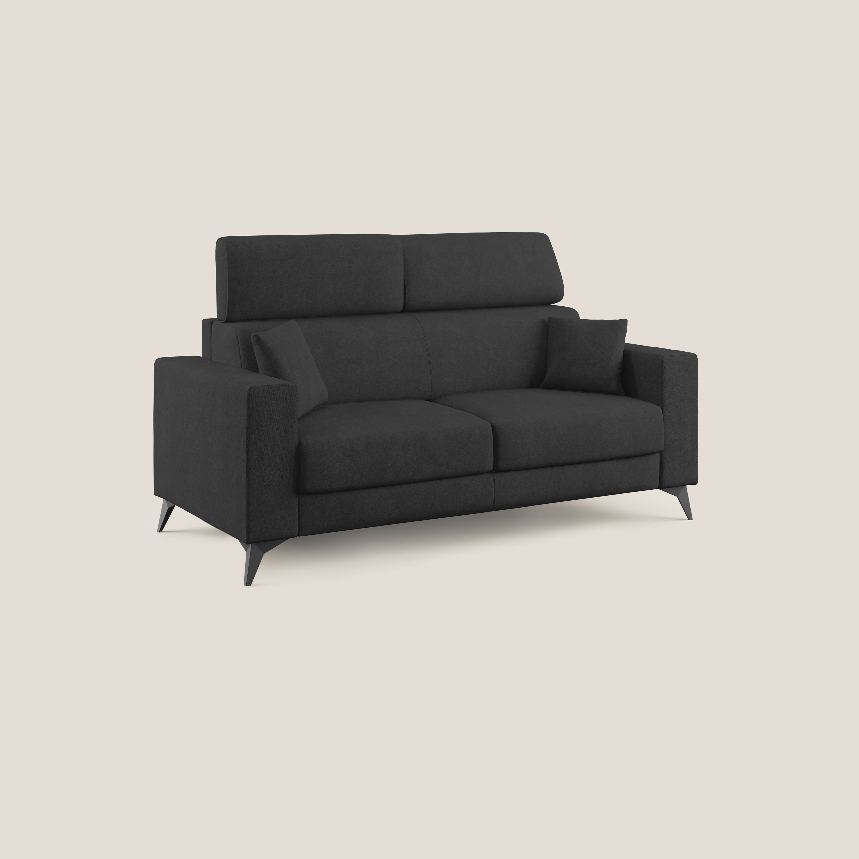 Pegaso divano letto con poggiatesta reclinabili e rivestimento T02 nero - divani.store