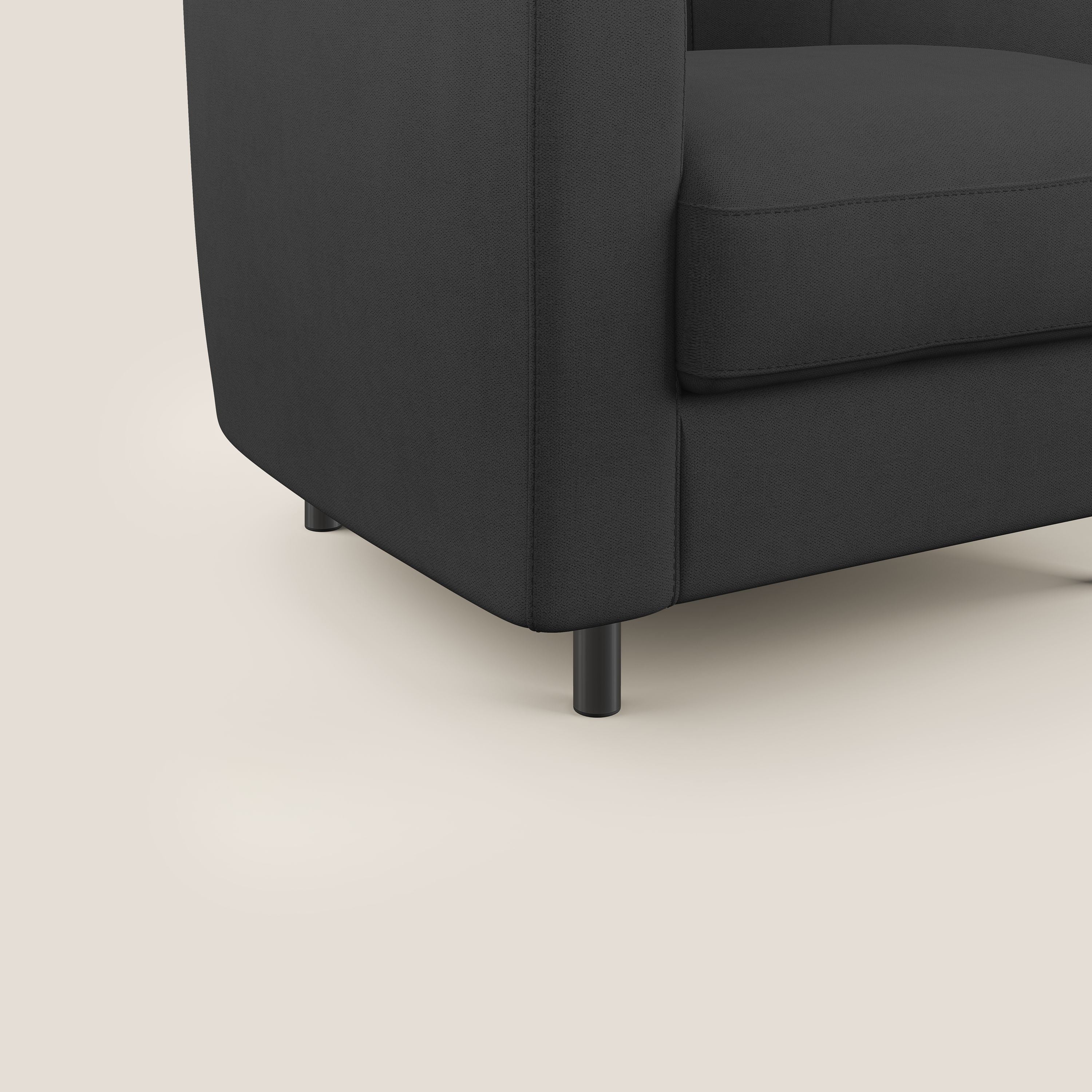 Pandora Poltroncina in tessuto morbido impermeabile T02 nero - divani.store