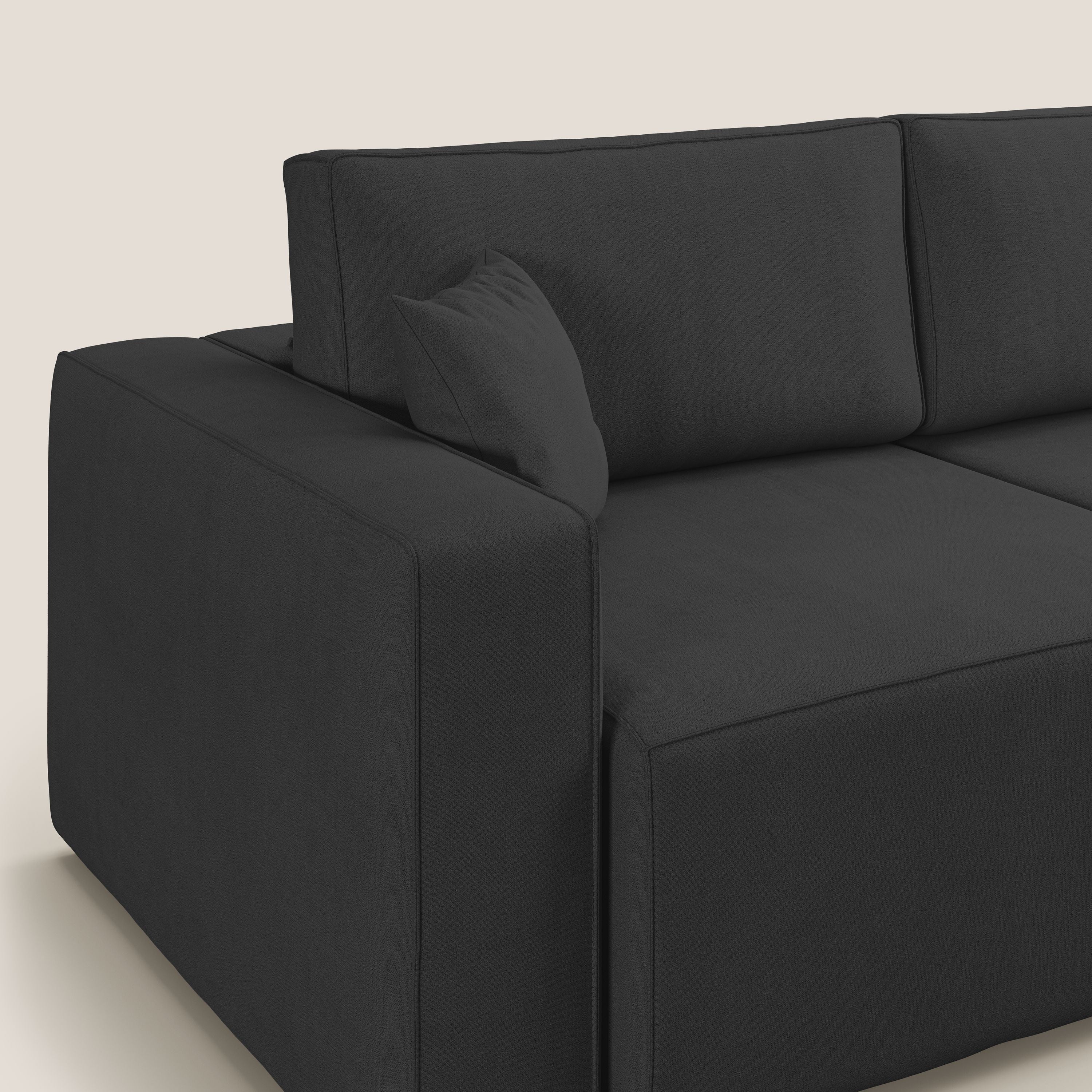 Morfeo divano con sedute estraibili in morbido tessuto impermeabile T02 nero - divani.store