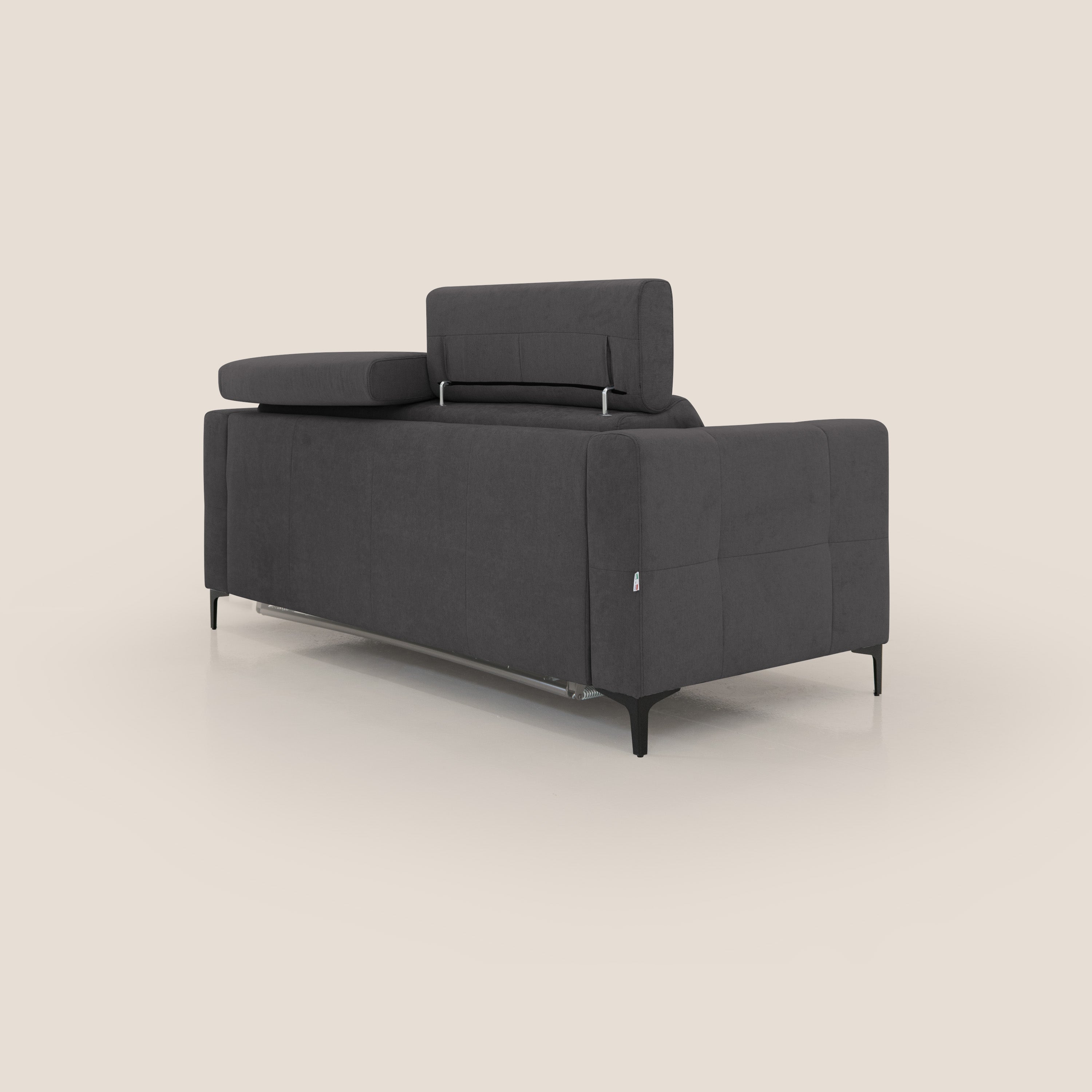 Gardenia divano letto materasso alto 18 cm con poggiatesta reclinabili e rivestimento impermeabile T02 nero - divani.store