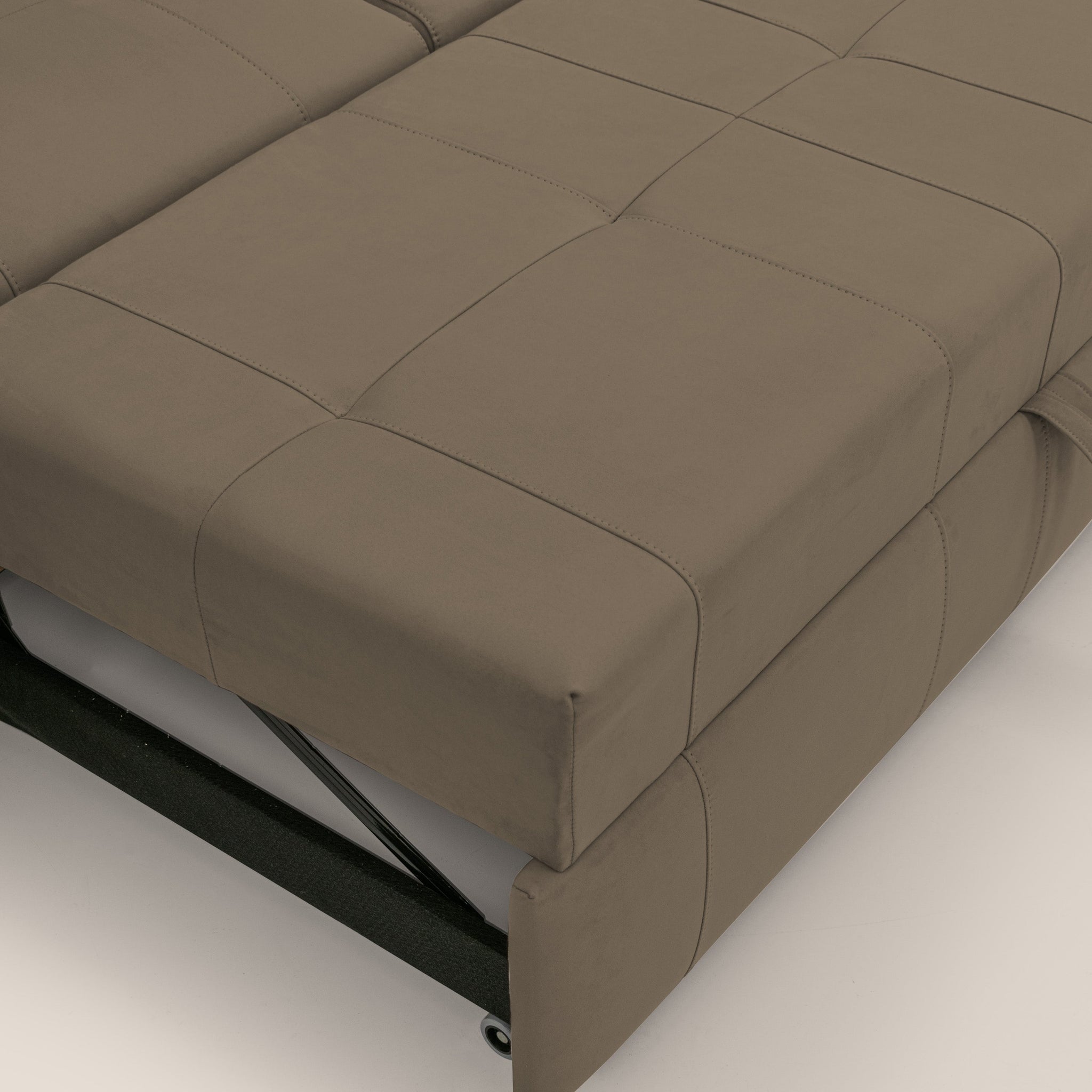 Kronos Ecksofa mit ausziehbarer Ottomane und mobilem Hocker mit Staufach aus wasserfester Mikrofaser T11