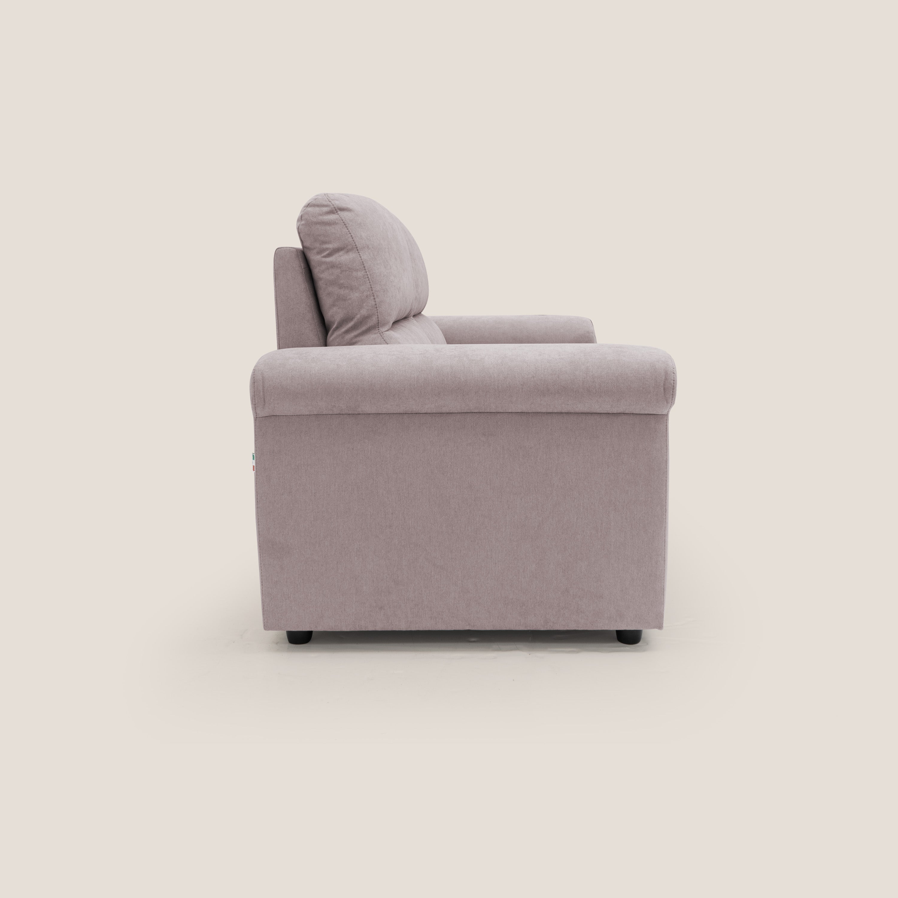 Minerva divano con pouf estraibile poggiapiedi in tessuto morbido impermeabile T02 rosa - divani.store