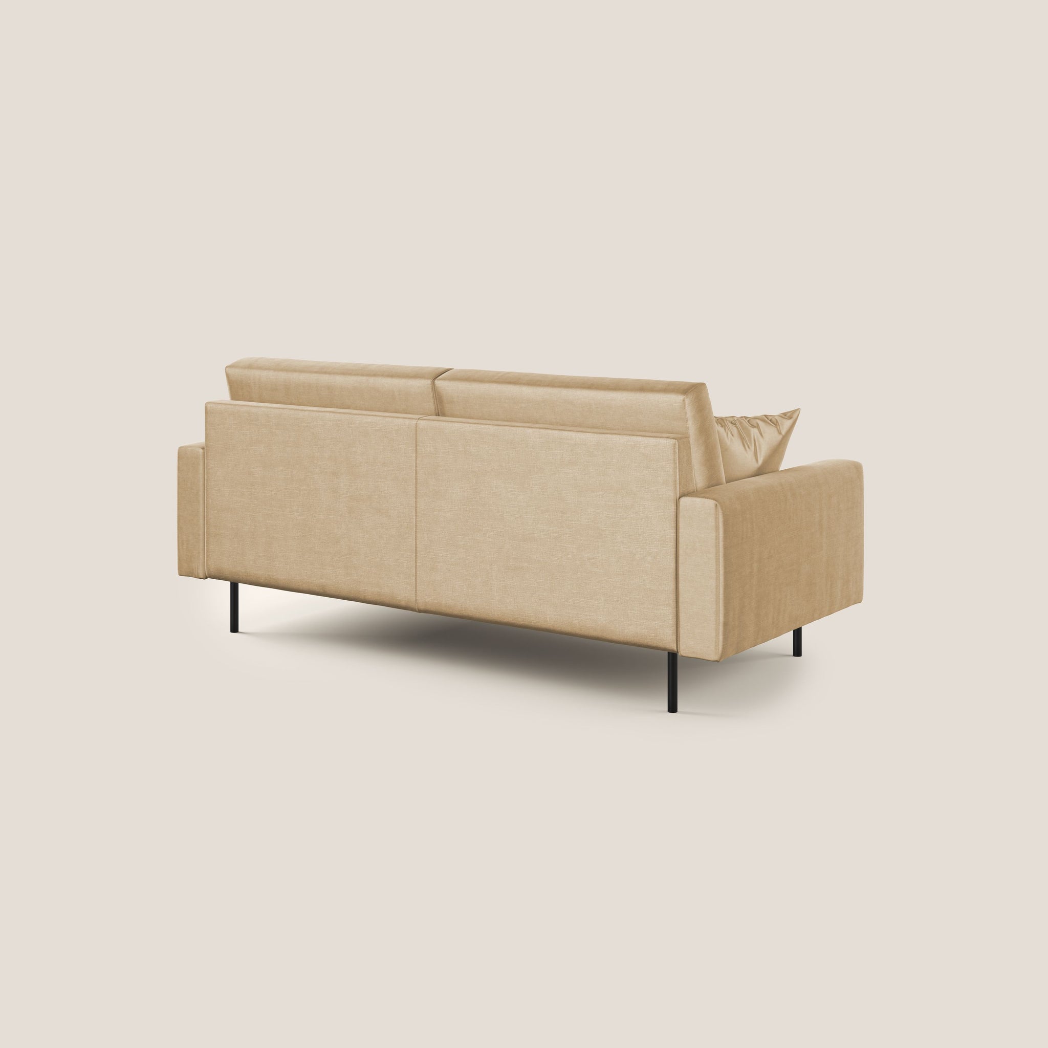 Arthur modernes Sofa 162 cm aus wasserfestem weichem Samt T01 BEIGE