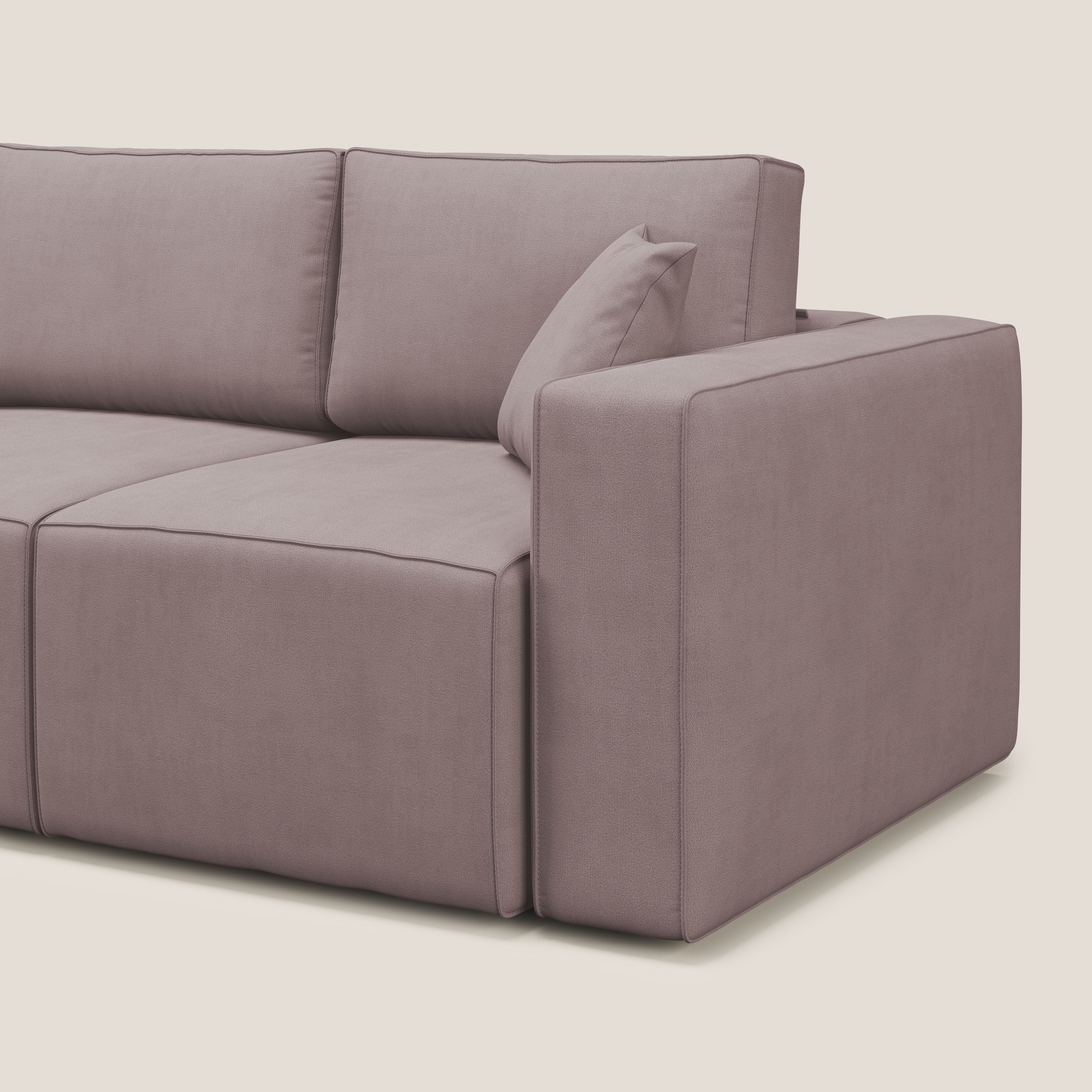 Morfeo divano con 3 sedute estraibili in morbido tessuto impermeabile T02 rosa - divani.store