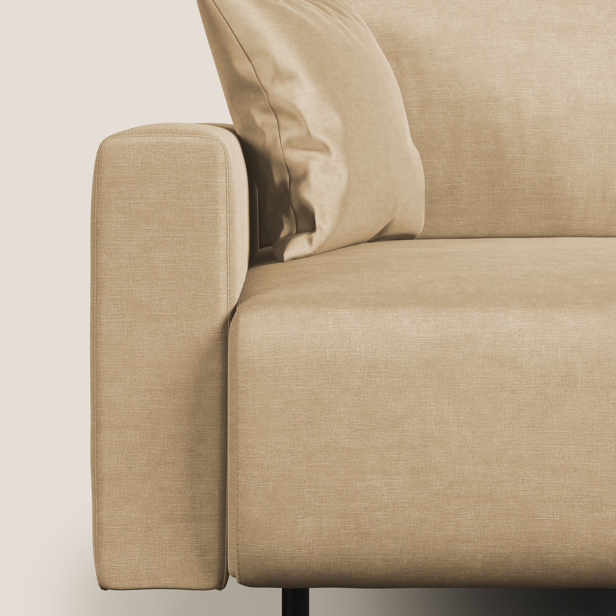 Arthur modernes Sofa 162 cm aus wasserfestem weichem Samt T01 BEIGE