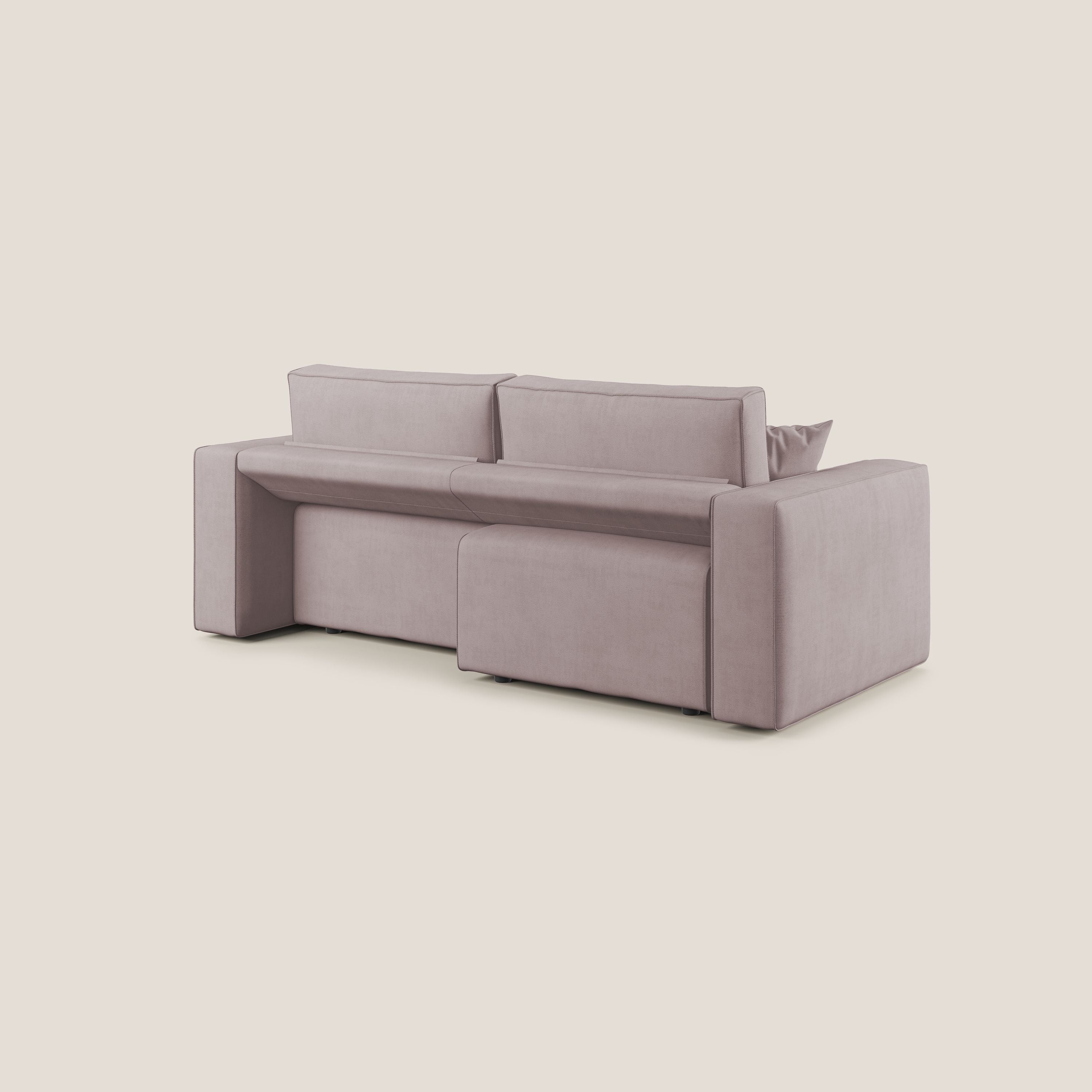 Morfeo divano con sedute estraibili in morbido tessuto impermeabile T02 rosa - divani.store