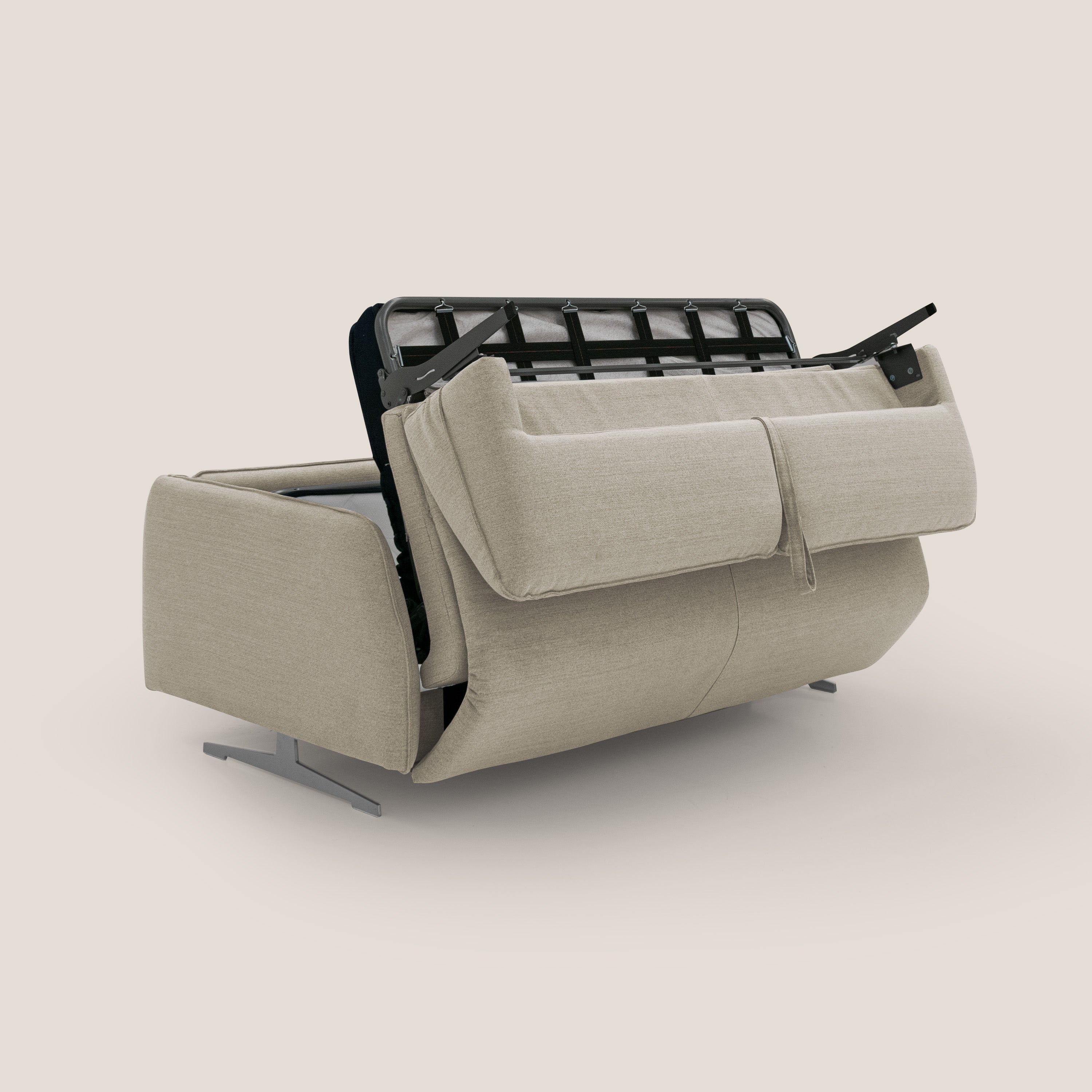 Texas Divano letto matrimoniale moderno in tessuto impermeabile T19 sabbia - divani.store