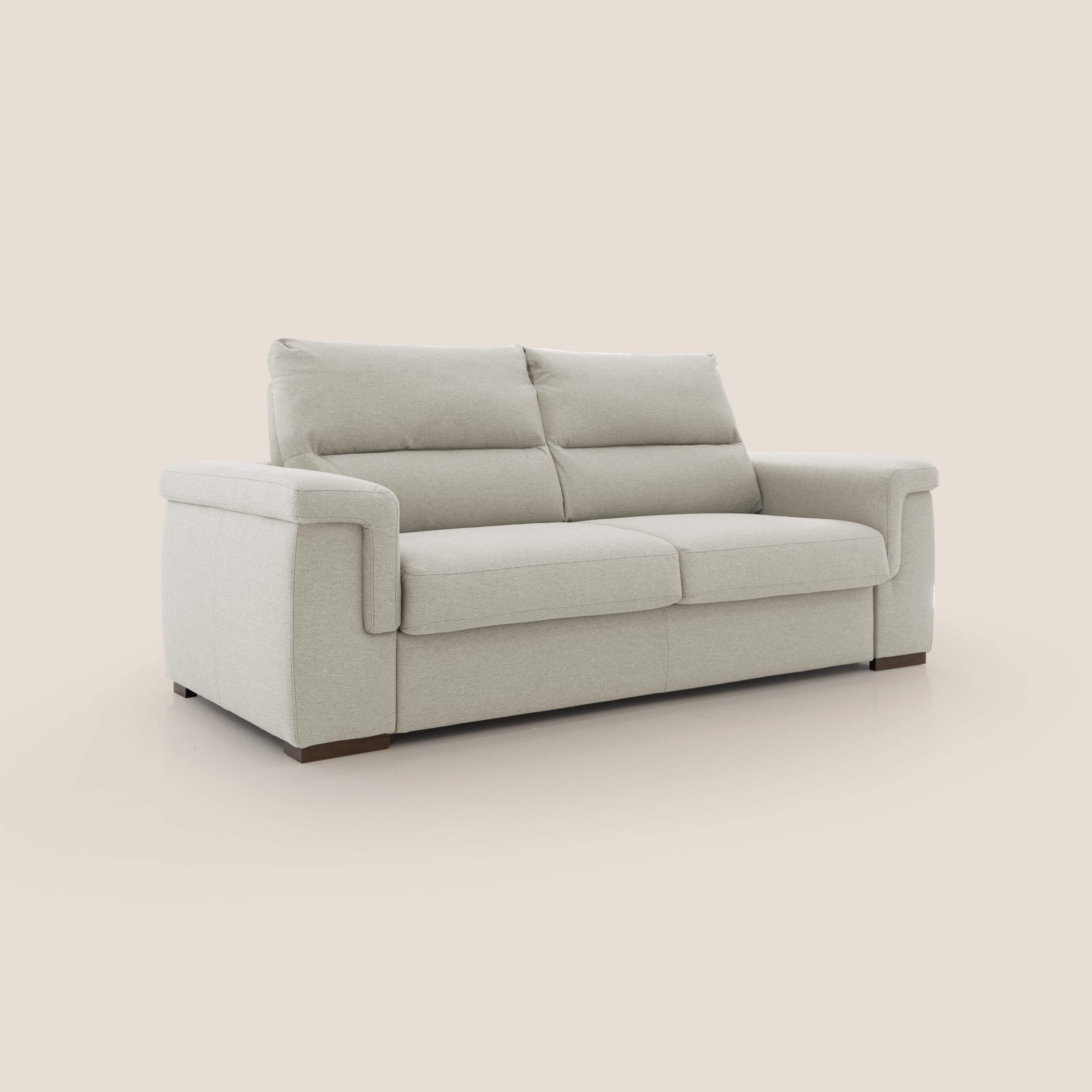 Magnolia divano letto con materasso alto 18 cm morbido schienale alto in tessuto smacchiabile T05 panna - divani.store